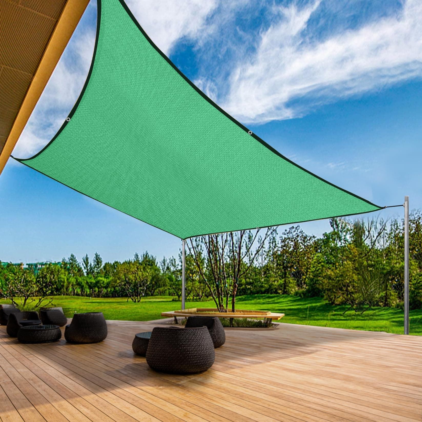 Shalimar Multipurpose Shade Net/Green Net - 75% Sunblock (10 ft x 10 ft) | UV Stabilized & Heavy Duty | Ideal for Terrace, Lawn, Balcony & Greenhouse - Green Color