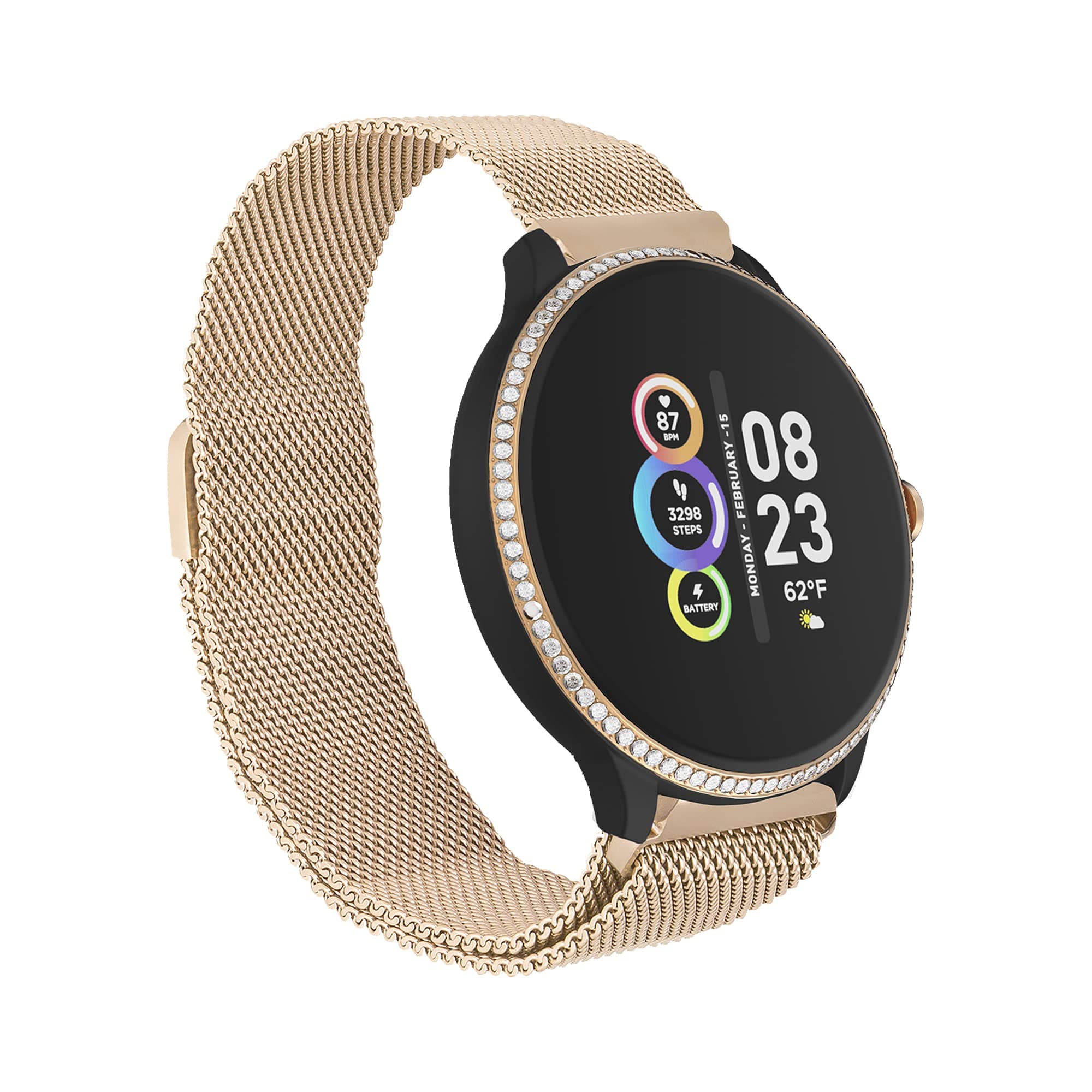 Itech Fusion 2 R Health and Fitness Smart Watch with 24/7 Heart Rate, Pedometer, Body Temperature Monitor, 14+ Days Battery, Black/Black