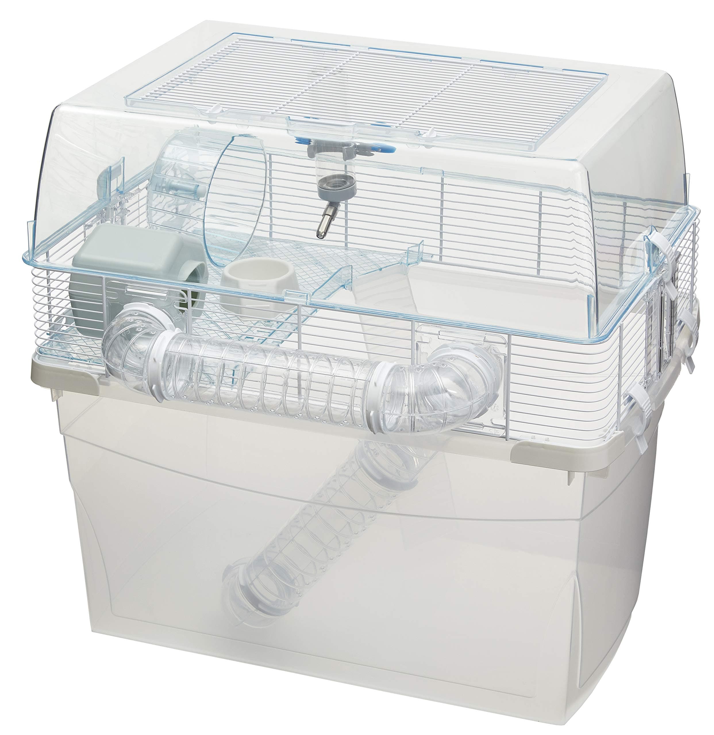 FerplastDuna Space Hamster Cage, Extra-Deep 11.5-Inch Base Promotes Instinctual Burrowing While Containing Litter & Debris, Includes All Accessories and Play Tunnels, 22.6L x 18.7W x 21.5 Inches