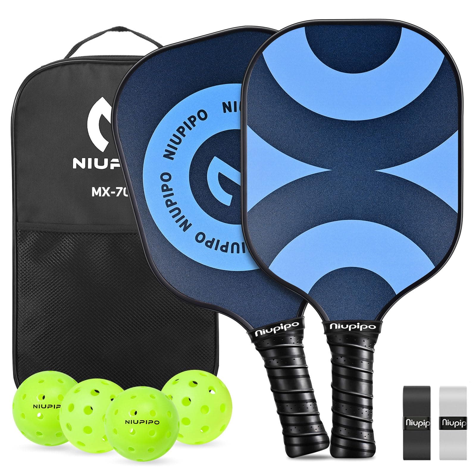 niupipoPickleball Paddles Set of 2/4/1, USAPA Approved Graphite Carbon Fiber Pickleball Rackets, Polypropylene Honeycomb Core, Cushion 4.72In Grip, Bag/Cover, Pickle Ball Paddle Set for Men Women