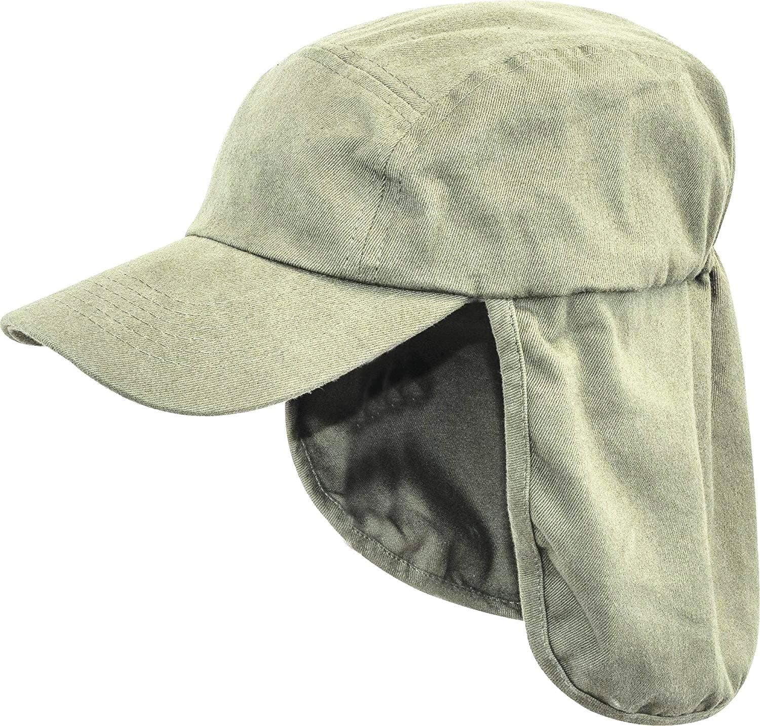 Pro Force Mens Legionnaires HAT 100% Cotton Olive Sun Safe Bush Cap Gents Wide and Long Neck Cover Hiking