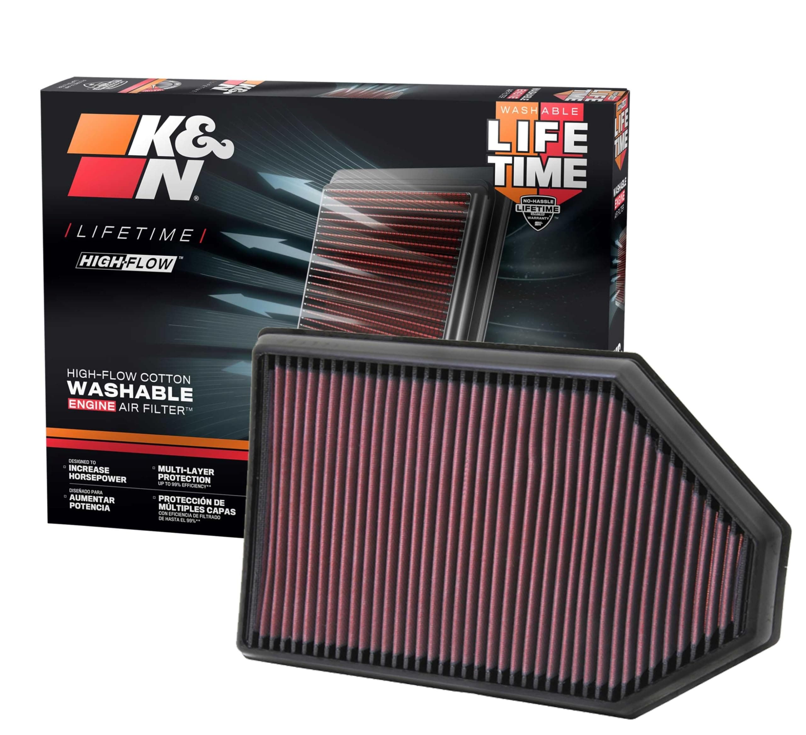 K&N Engine Air Filter: High Performance, Premium, Washable, Replacement Car Air Filter: Compatible With 2011-2019 Chrysler/Dodge V6/V8 , 33-2460