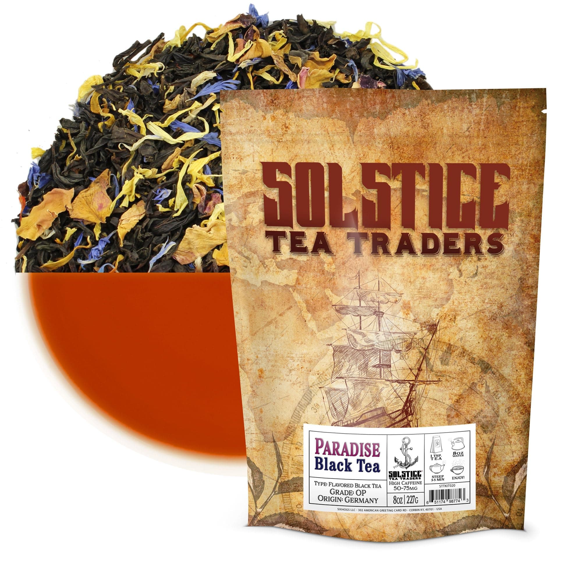 Paradise Tropical Flavored Loose Leaf Black Tea (8-Ounce Bulk Bag), Makes 100+ Cups of Fruit Tea