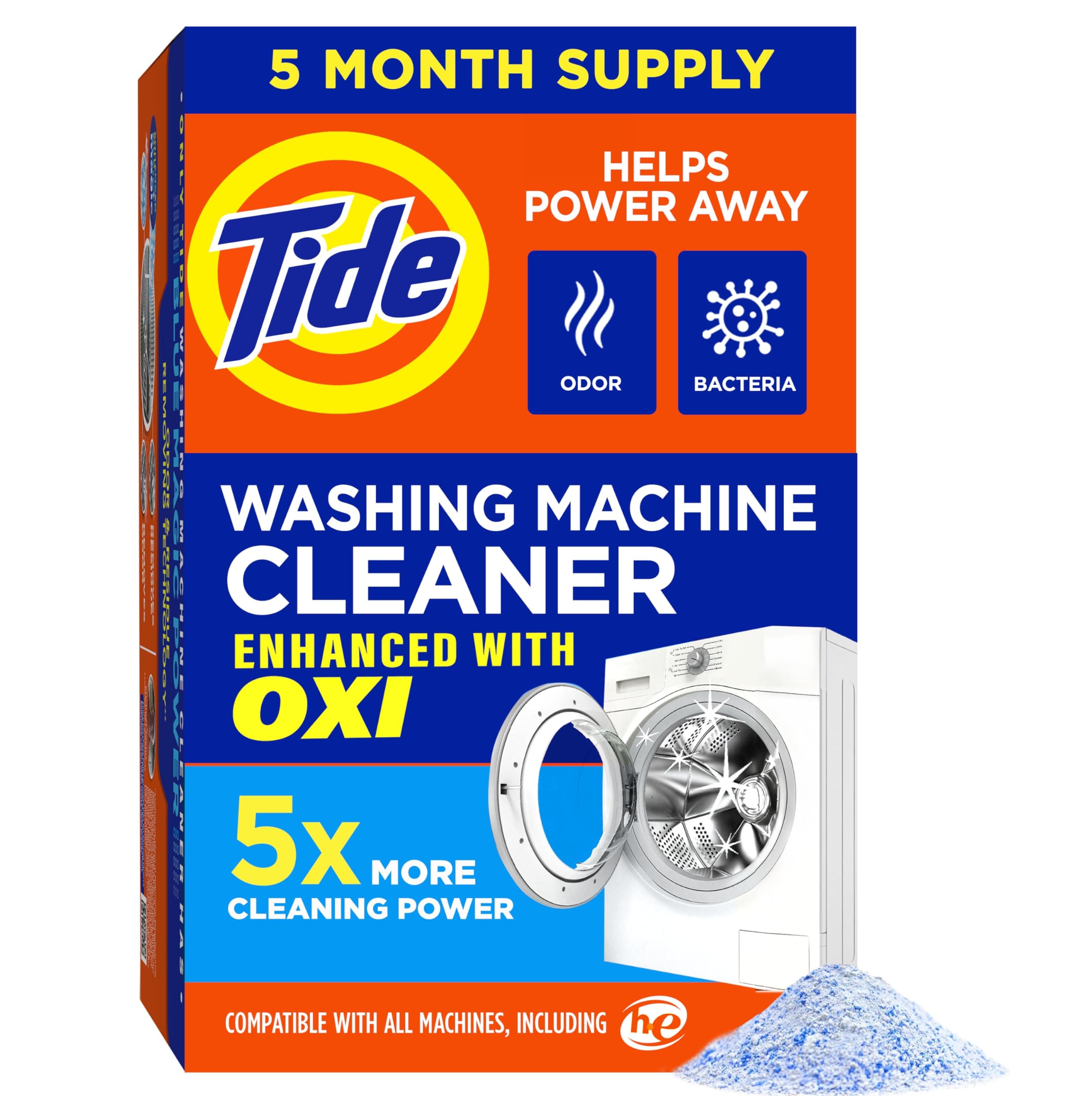 Washing Machine Cleaner by Tide, Washer Machine Cleaner Tablets for Front and Top Loader Machines, 5 Count Box
