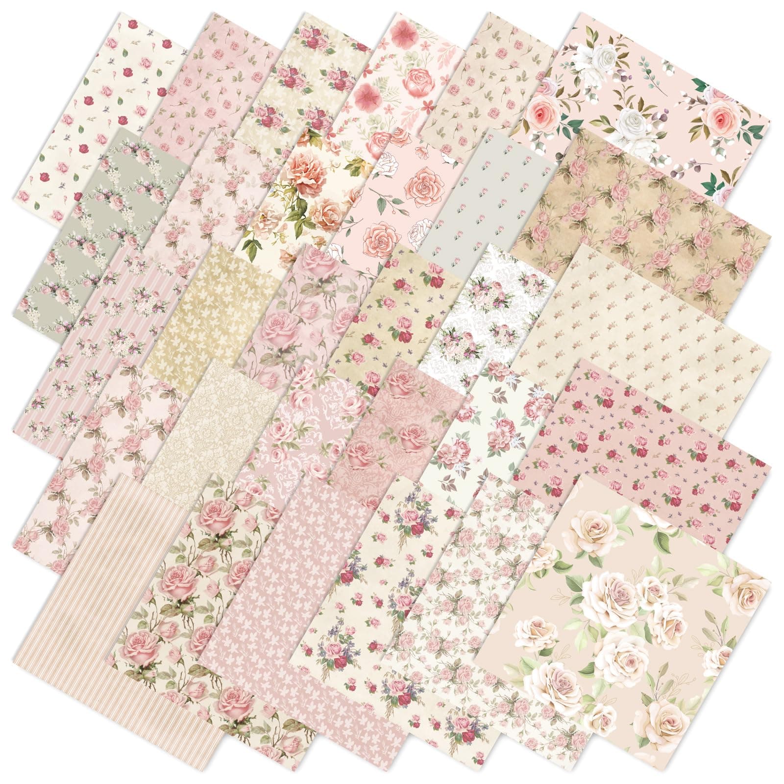 JarThenaAMCS 60Pcs Floral Cotton Fabric Bundles Pink Retro Floral Fat Quarter Spring Quilting Patchwork for DIY Handmade Sewing Crafting, 10 x 10 Inch
