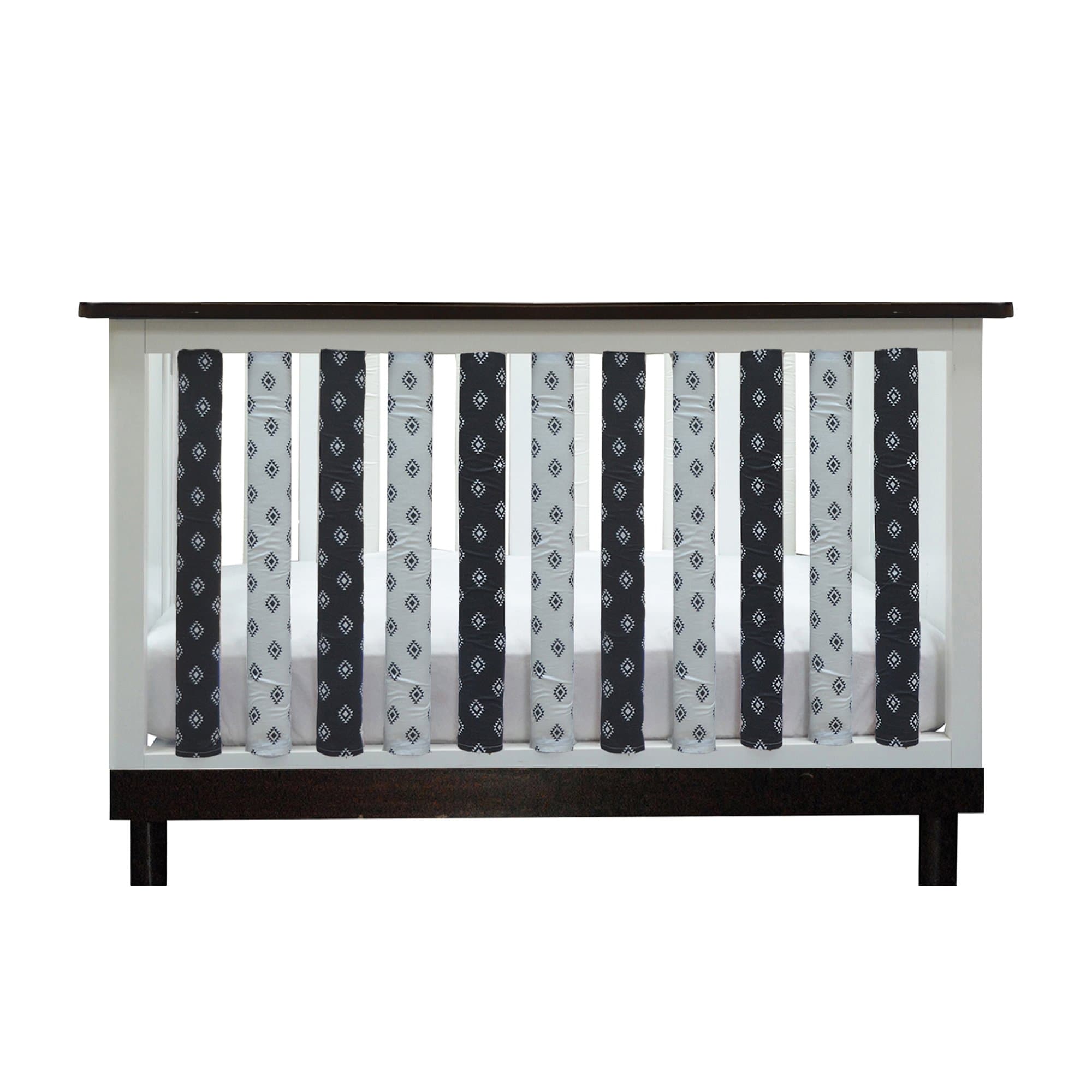 Pure Safety Vertical Crib Liners in Black/White Tribal Cotton 24 Pack