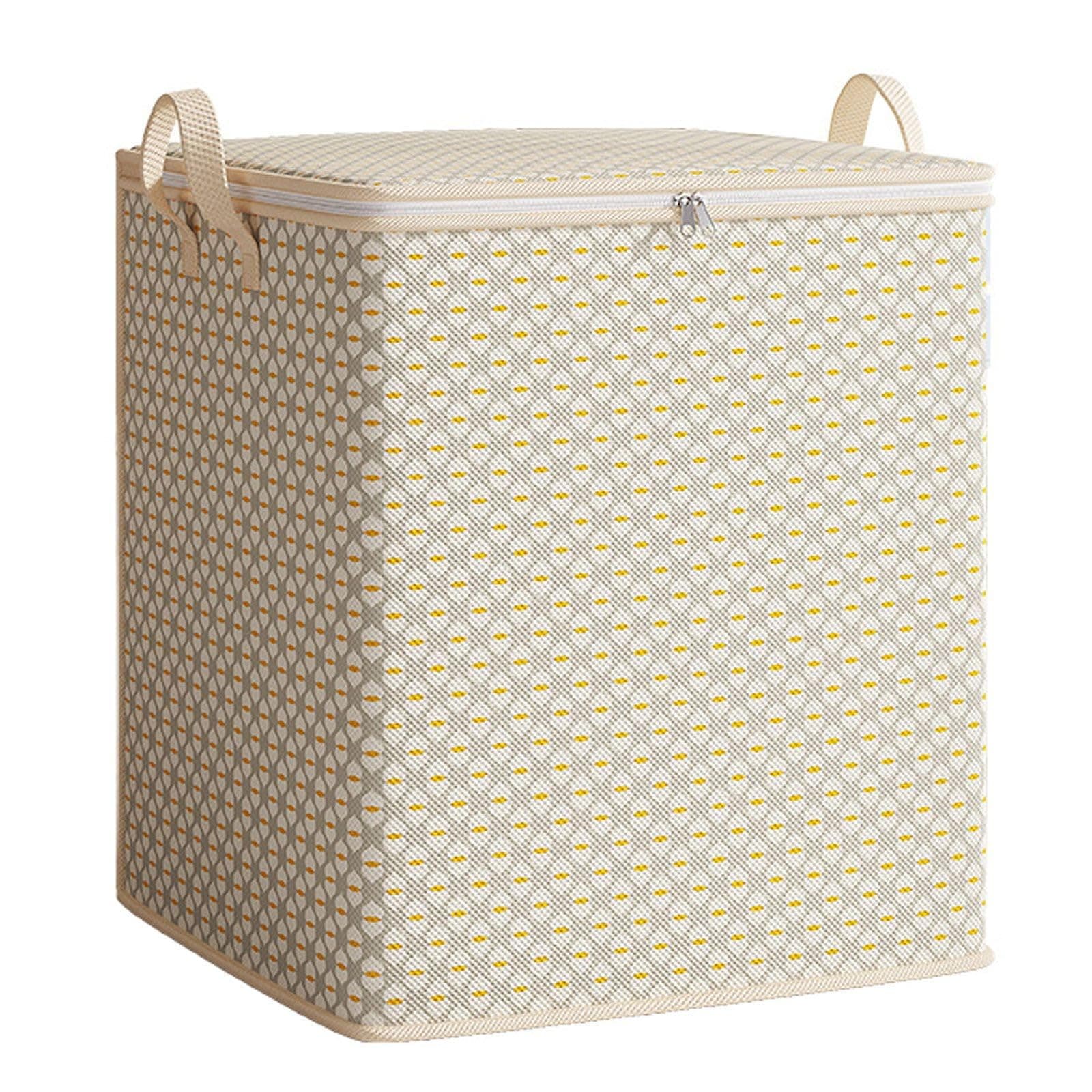 Stackable Clothes Storage Bags, Foldable Clothing Storage Bins Fabric Box Organizer with Metal Buckles and Sides Sturdy Handles, Dustproof Lid (220L)