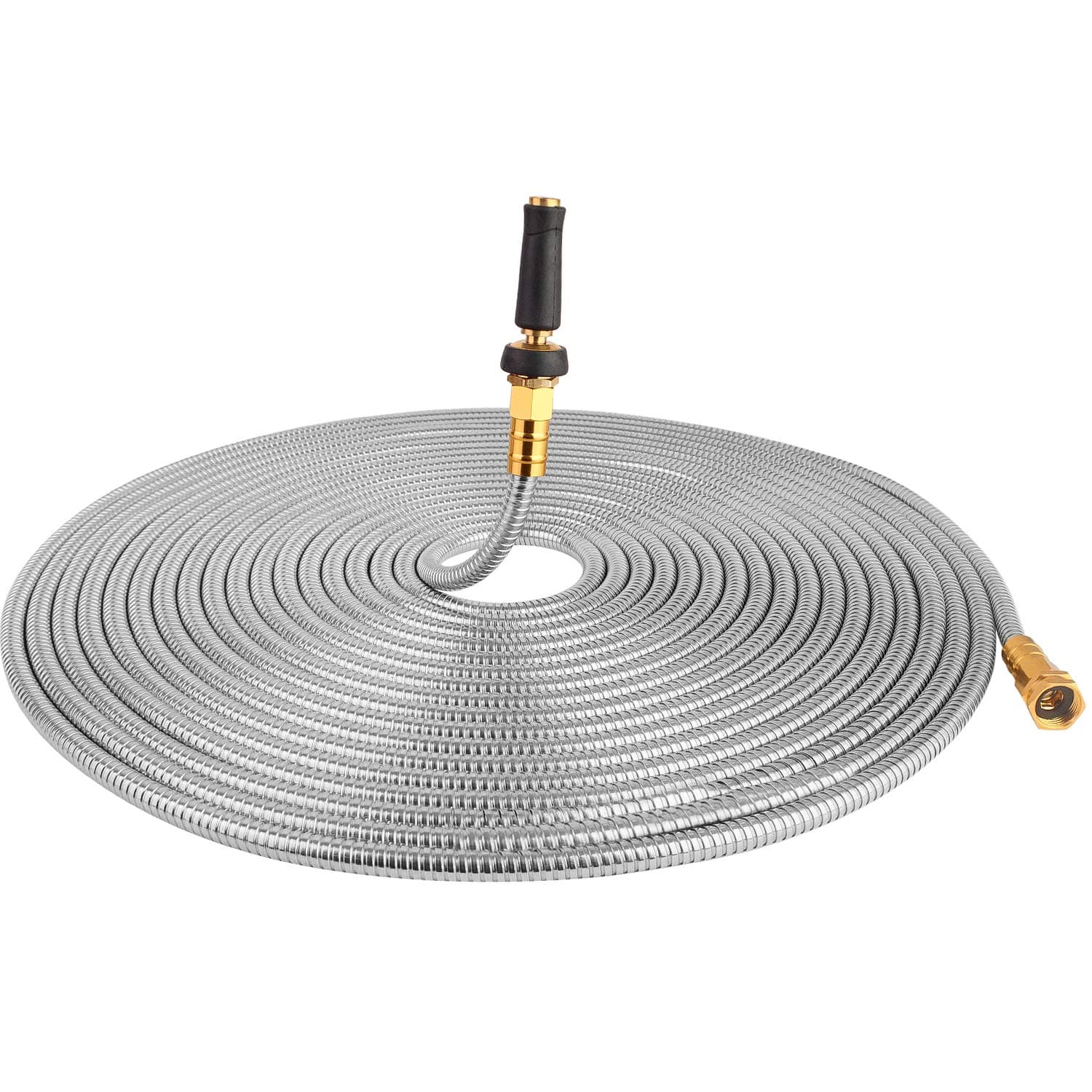 75FT 304 Stainless Steel Metal Garden Hose - Heavy Duty Water Hose, Outdoor Yard, Lightweight - Guaranteed Flexible & Never Kink