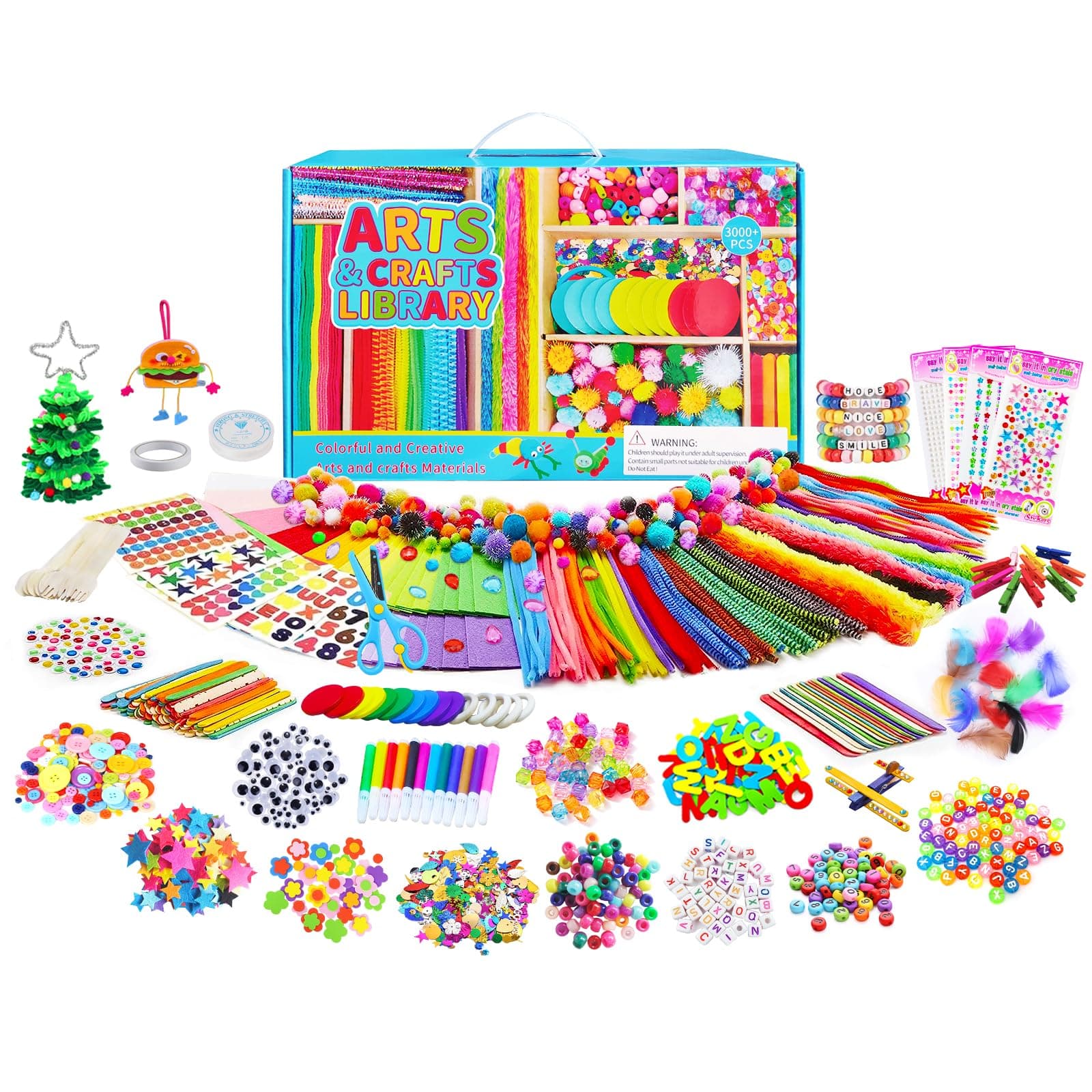 Itopstar Crafts for Kids -3000pcs+ Art Supplies Kids Art Supplies Great for School, Homeschool and Kindergarten DIY Crafting Projects-Giant Craft Box for Supplies