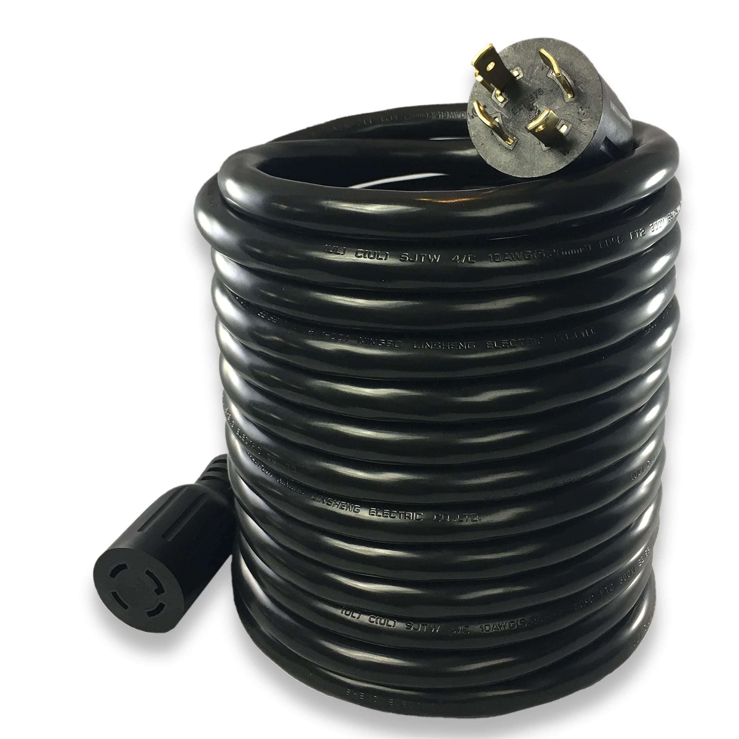 TWB Smart NEMA L14-30 Generator Extension Cord, 25 Foot, Indoor/Outdoor Heavy Duty 10 Gauge, UL Listed Power Cord. 125V/250V two phase 30 Amp. 4 Prong Twist Lock Connectors (Nema 14-30)