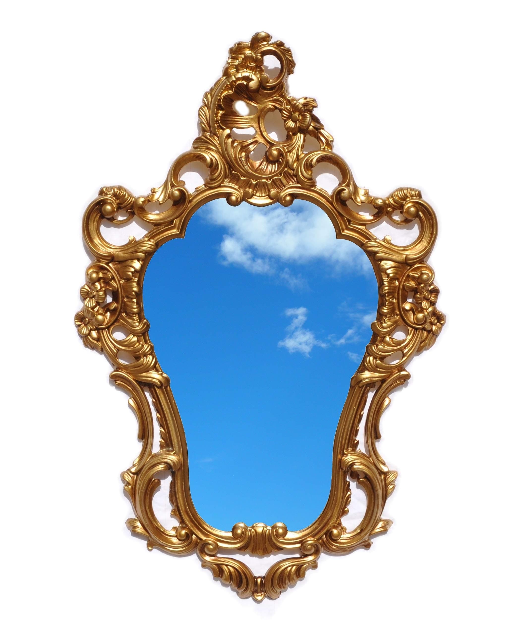 Ideacasa Golden Mirror Gold Mirror Baroque Style Louis XVI Faux Vintage, 75 x 49 cm