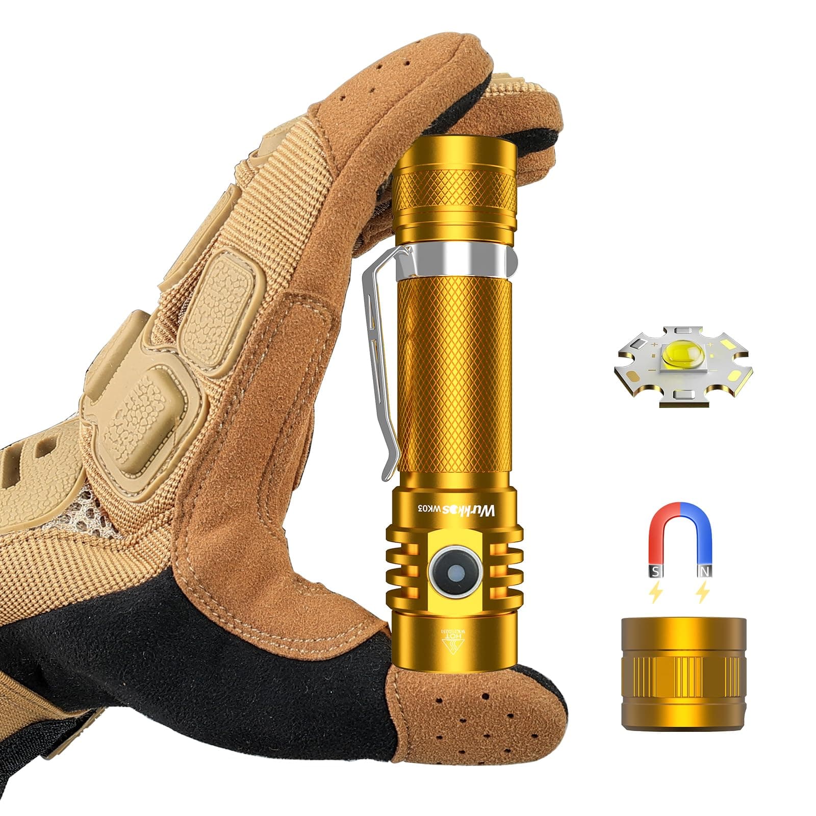 WK03 Pocket Flashlight Rechargeable, 1200 High Lumens Super Bright LED Flashlight with 6 Modes, High CRI 519A LED, IP68 Waterproof, Small Powerful Flashlight for Home, Emergency, Camping