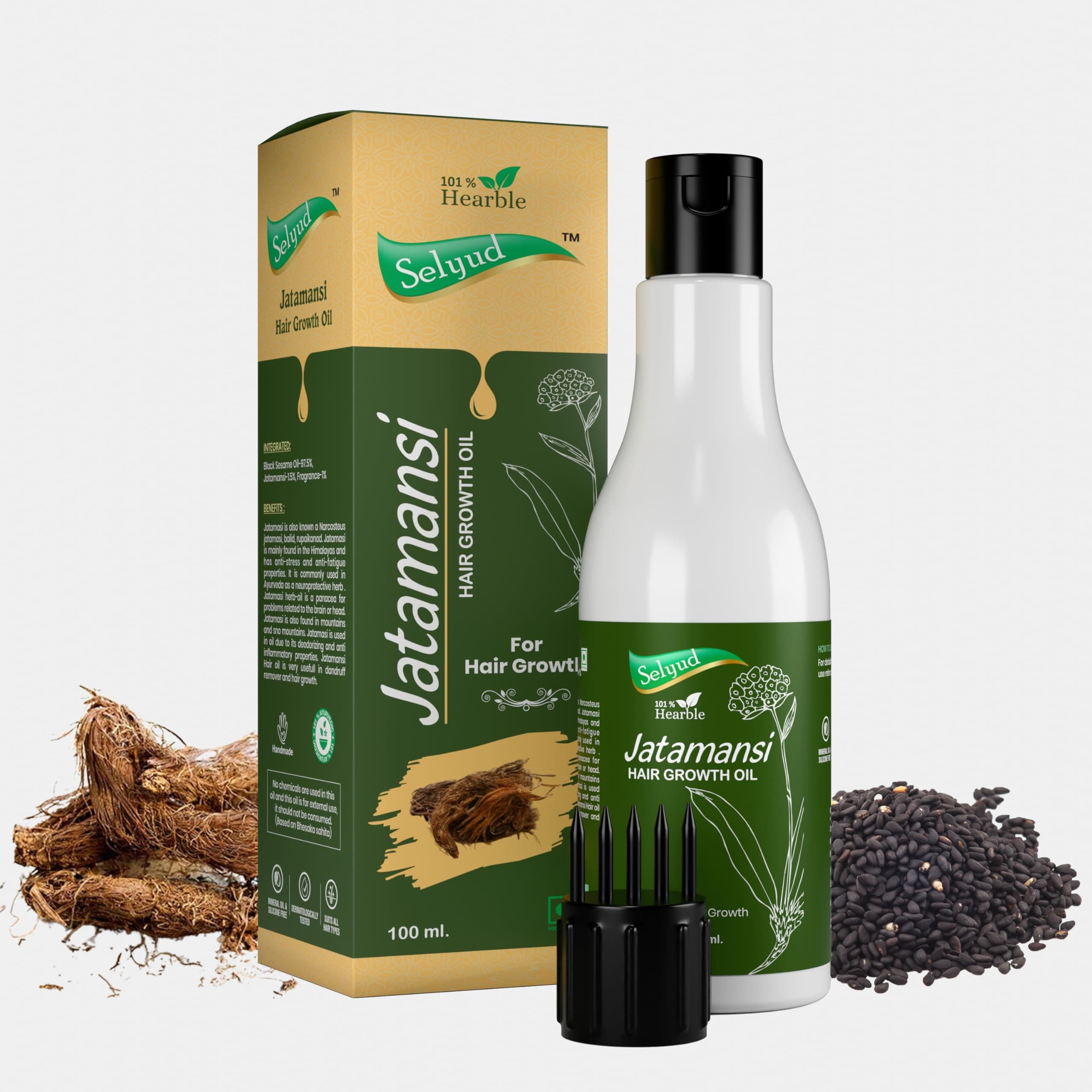 Herbal Jatamansi Hair Growth Oil for Men and Women | Promotes Hair Growth & Reduces Hair Fall | Anti-Dandruff | With Jatamansi,Black Sesame Oil | Mineral Oil Free (100ml)