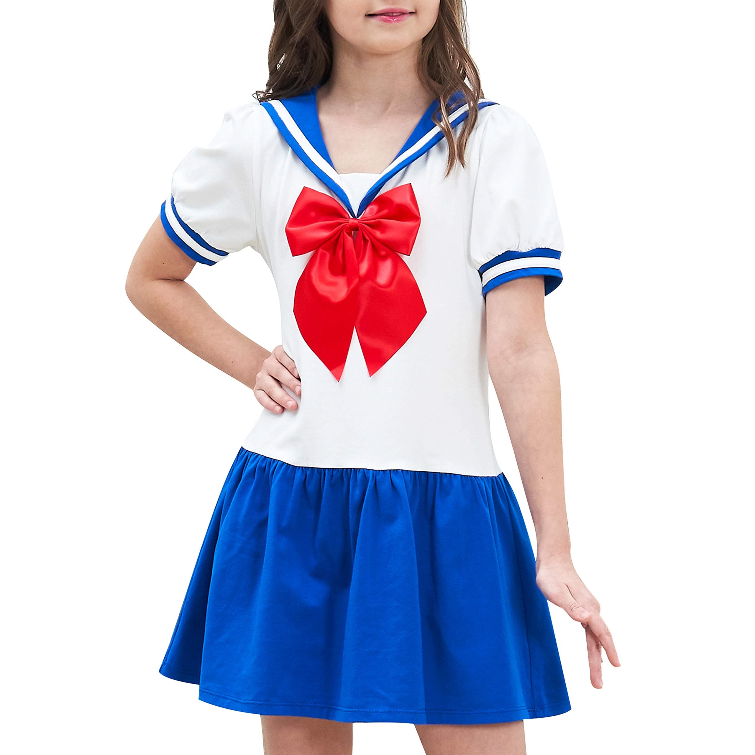 Girls Dress Sailor School Uniform Navy Suit Size 6-14