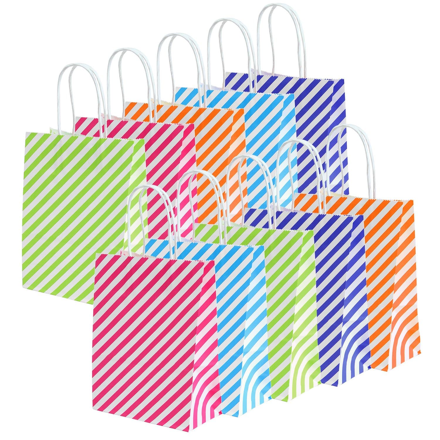 Cooraby 20 Pieces Paper Party Bags Gift Bag Kraft Bag with Handle for Birthday, Tea Party, Wedding and Party Celebrations, Multicolour (Color F)