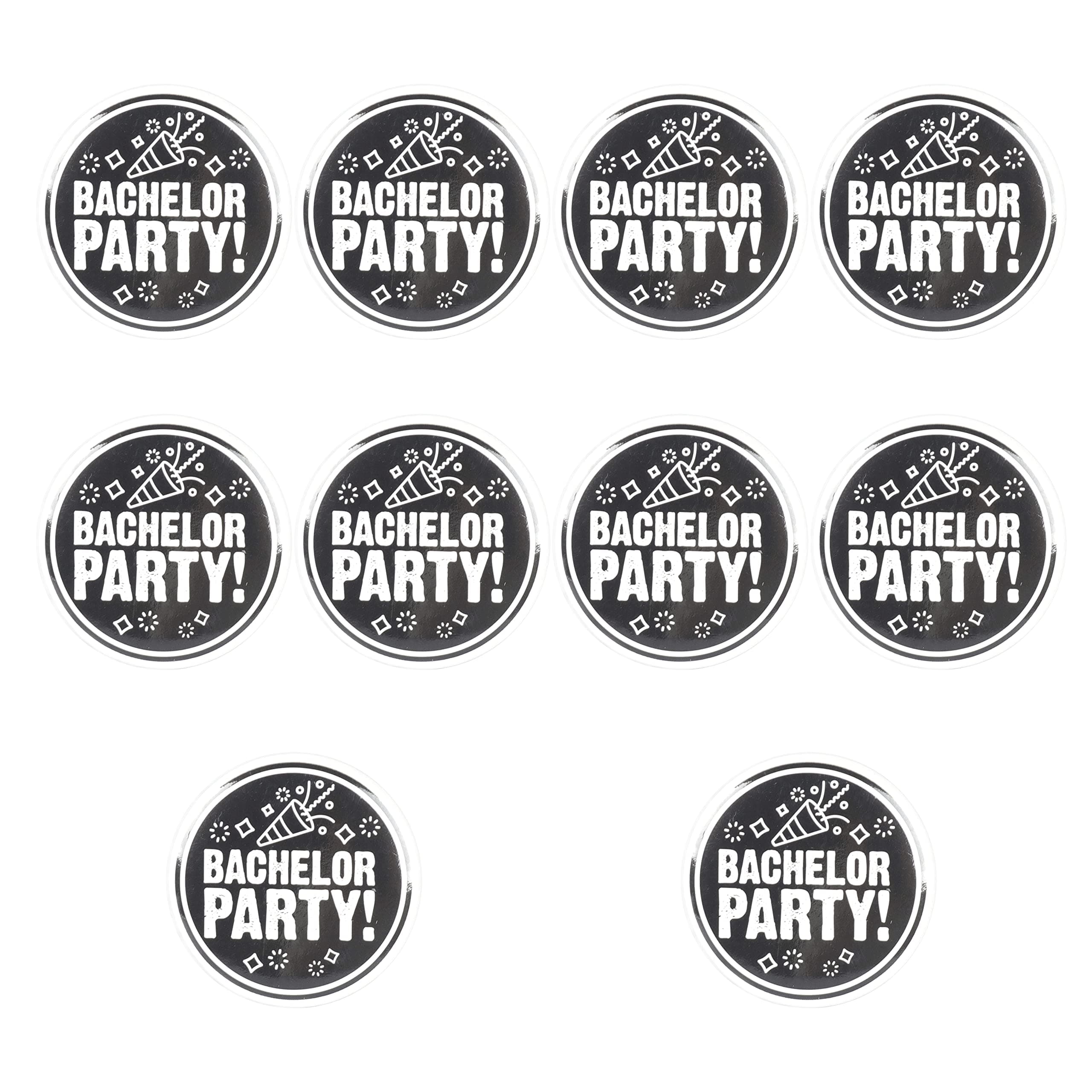 Bachelor Party Buttons - Set of 10 Black & White Groom and Groomsmen Pins | Bachelors Buttons Groom Crew Team Groom Buttons Pin Bachelor Party Favors Ideas Gifts Games Decorations Decor Supplies