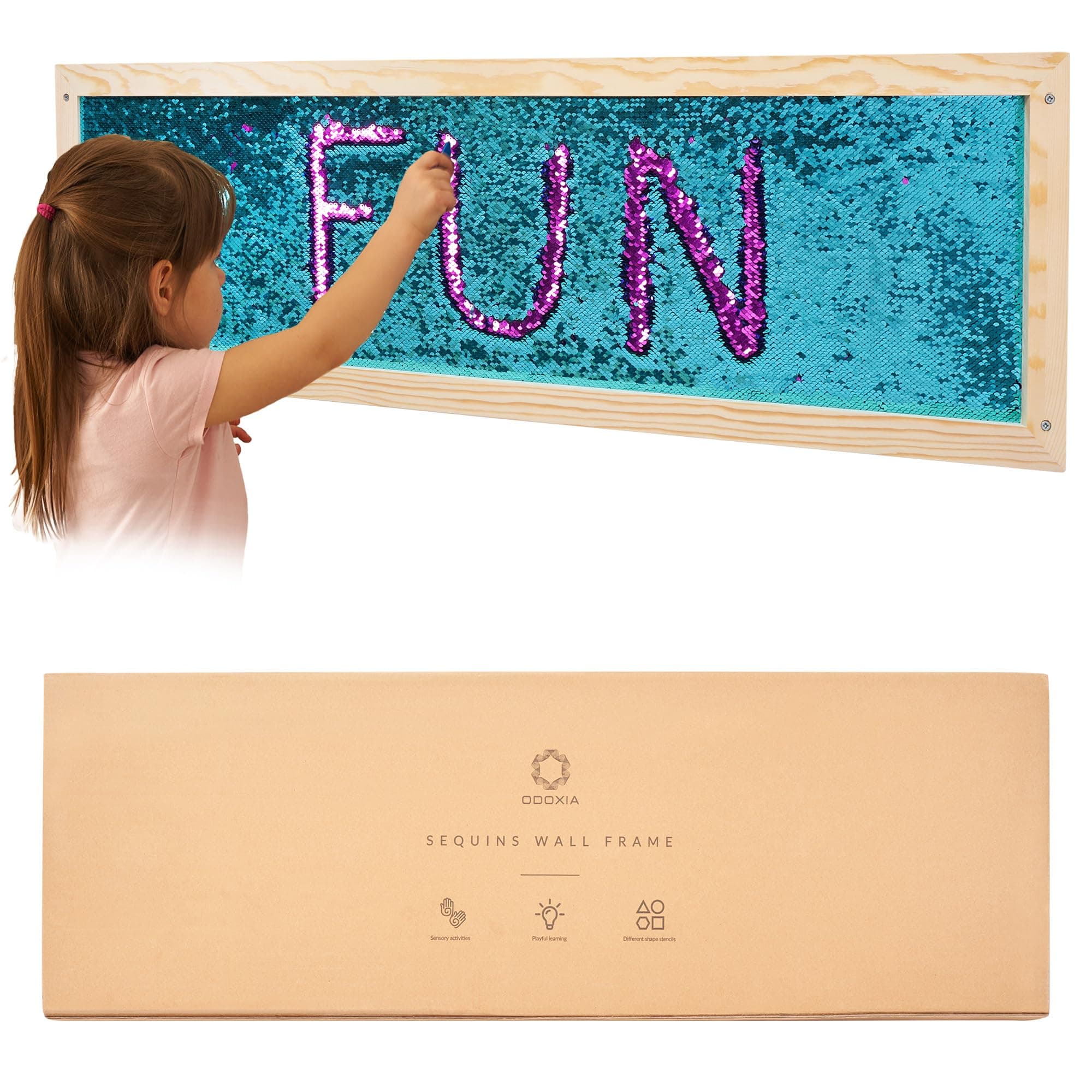 Sequin Sensory Wall Frame | Sensory Wall Sequin Flip Fabric for Kids | Daycare and School And Room Board