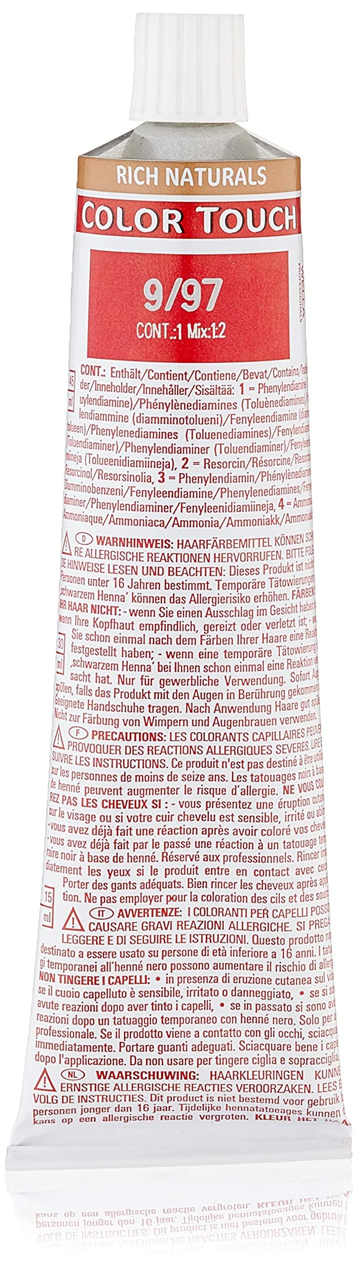 Wella Professionals Colour Touch Demi-Permanent Hair Colour, No. 9/97 Very Light Cendre Brunette Blonde, 60 ml