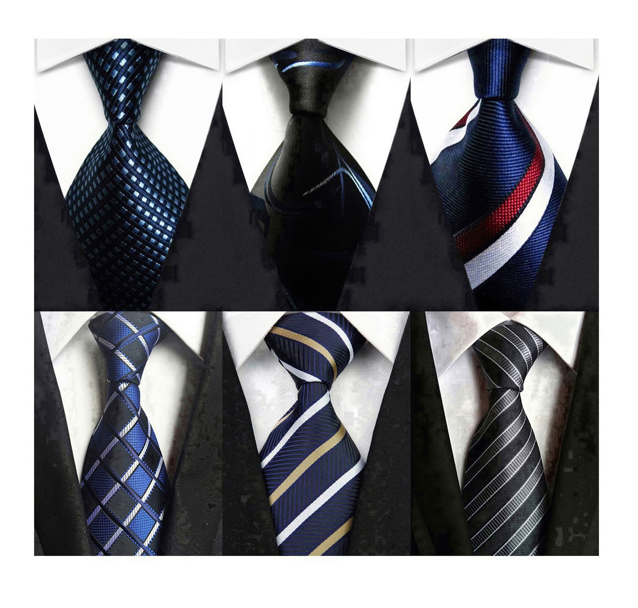 WehugLot 6 PCS Men's Ties 100% Silk Tie Woven Necktie Jacquard Neck Ties