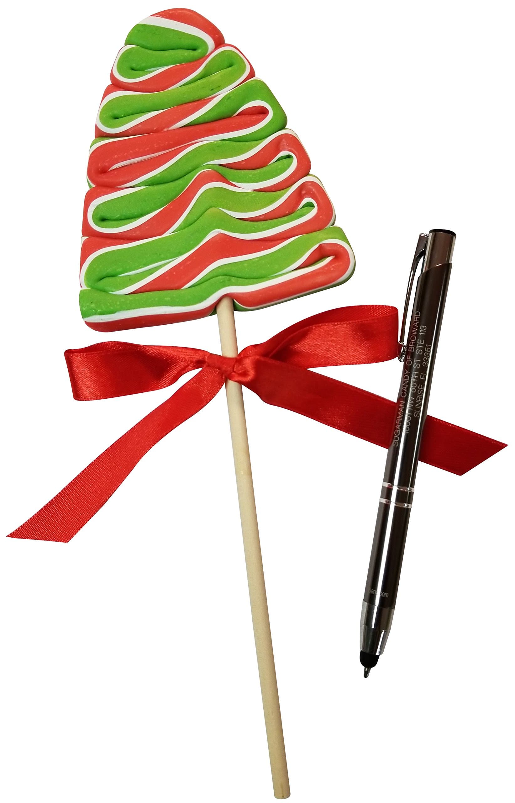 HUGE Holiday Christmas Trees Lollipops 12 Units - 9.5 INCH LOLLIPOPS -With Ribbons - HUGE SUCKERS CANDY