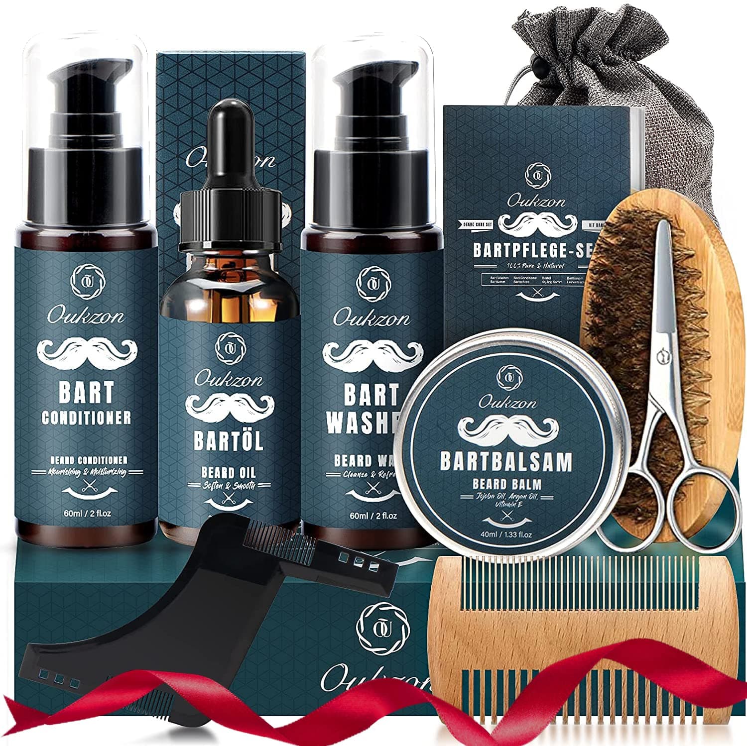 Beard Grooming Kit for Men, 10 in 1 Beard Care Mens Gift Set w/Beard Oil, Shampoo, Conditioner, Birthday Fathers Valentines Gifts, Secret Santa Stocking Fillers Christmas Gifts for Men Him Dad