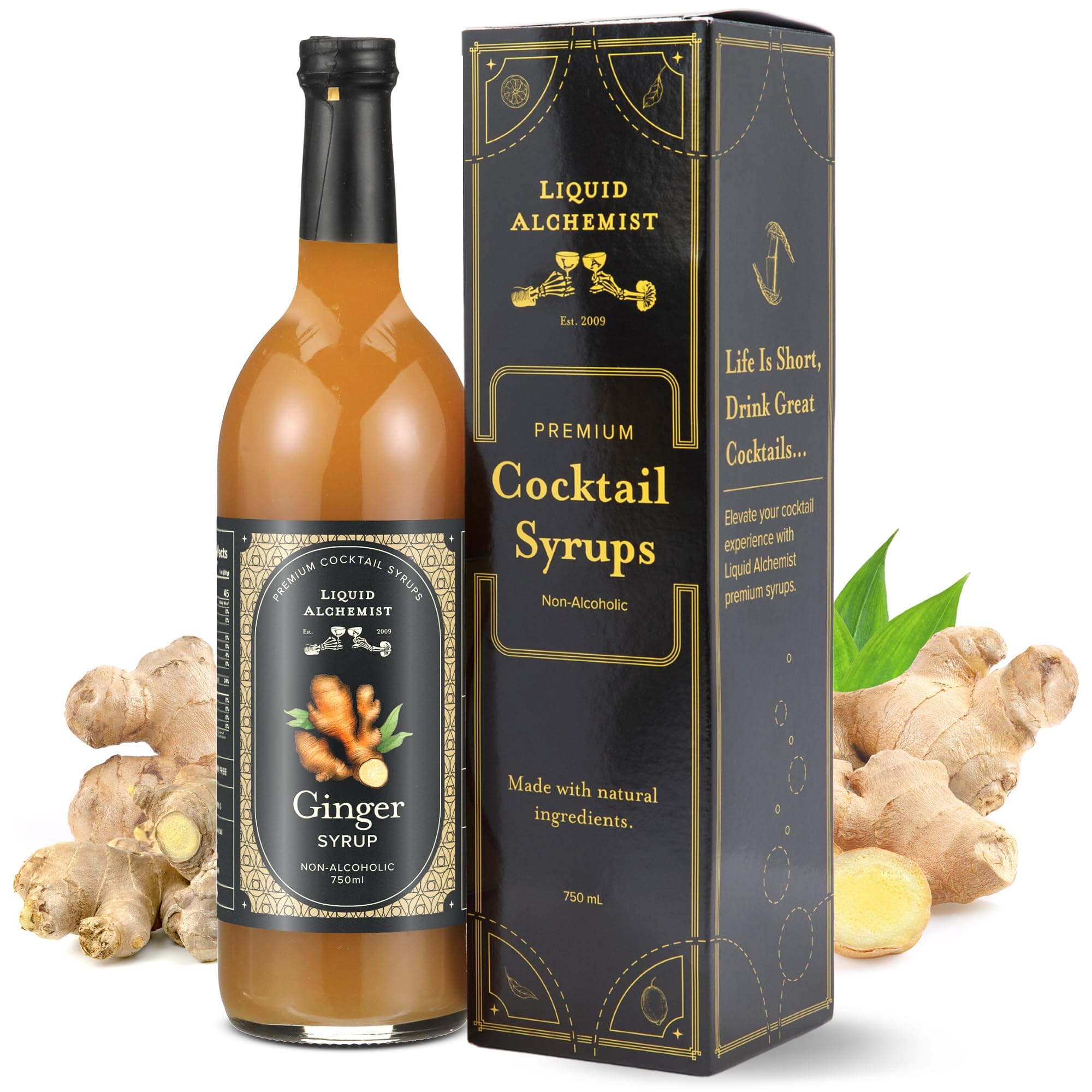 Ginger Syrup for Cocktails - Real Ingredients Make our Liquid Ginger Puree for Cocktails the Perfect Moscow Mule Syrup - Our Non-GMO Vegan Drink Mixer Lasts Up to 2 Years (25.4 oz)