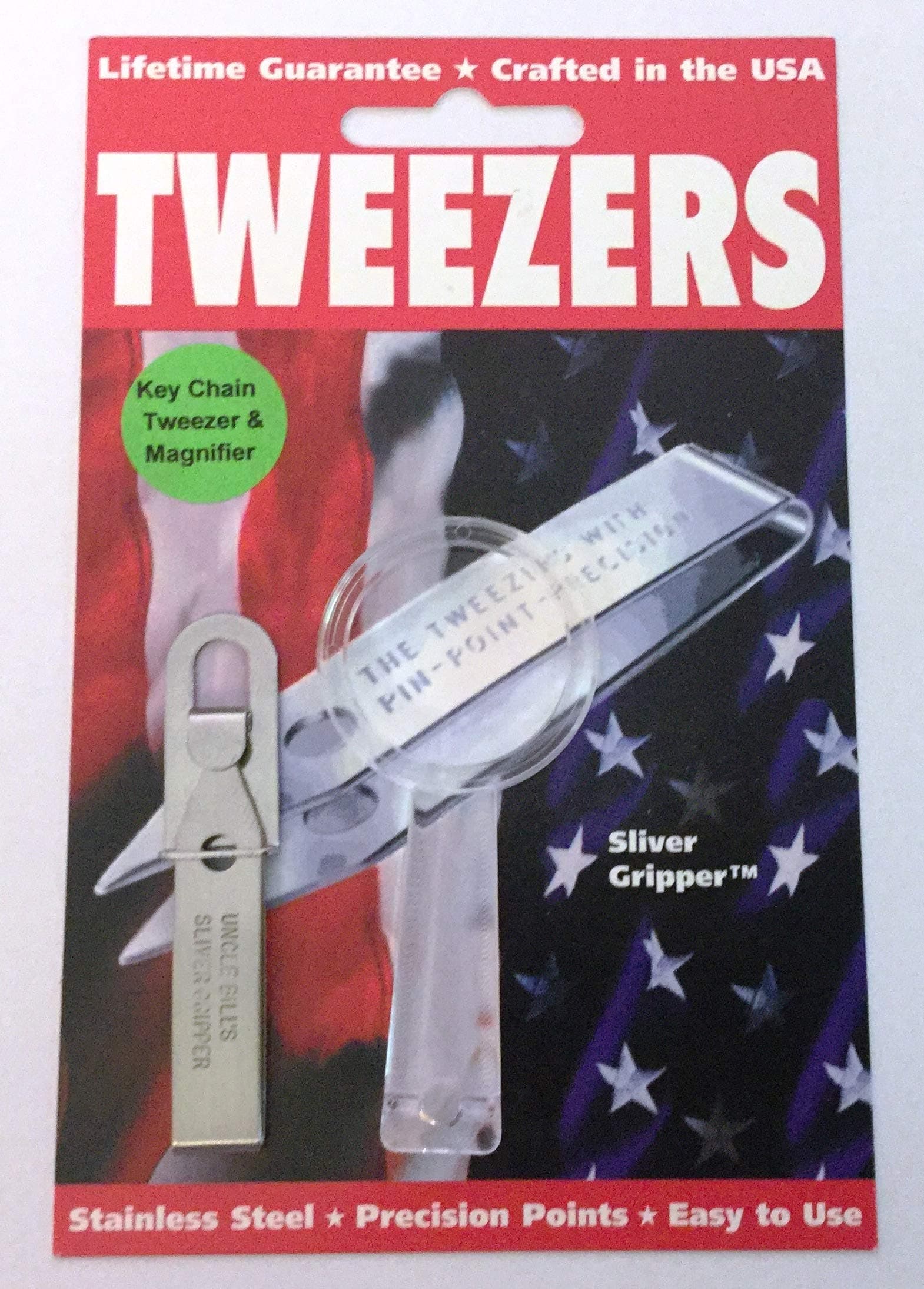 Sliver GripperKey Chain Tweezer & Magnifier Combo