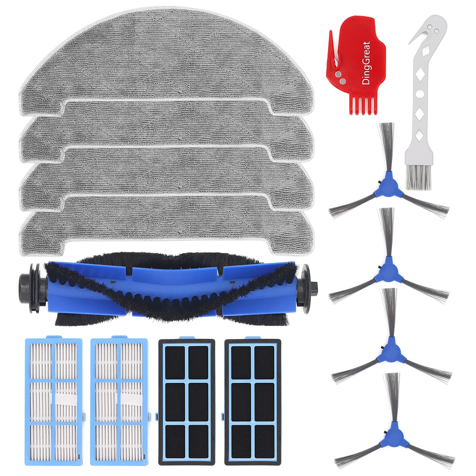 – Accessories Kit for Proscenic 850T Robot Vacuum Cleaner, Replacement Parts Pack of 1 Main Brush, 4 Hepa Filters, 4 Microfiber Mop Cloth, 4 Side Brushes, 1 Cleaning Tool