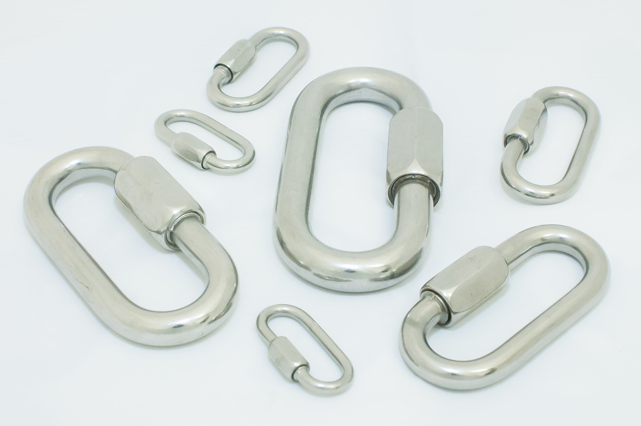 316 Stainless Steel Quick Link Oval Threaded Connector (Stainless Steel, 5/32" Stock Diameter Pack Size 3)