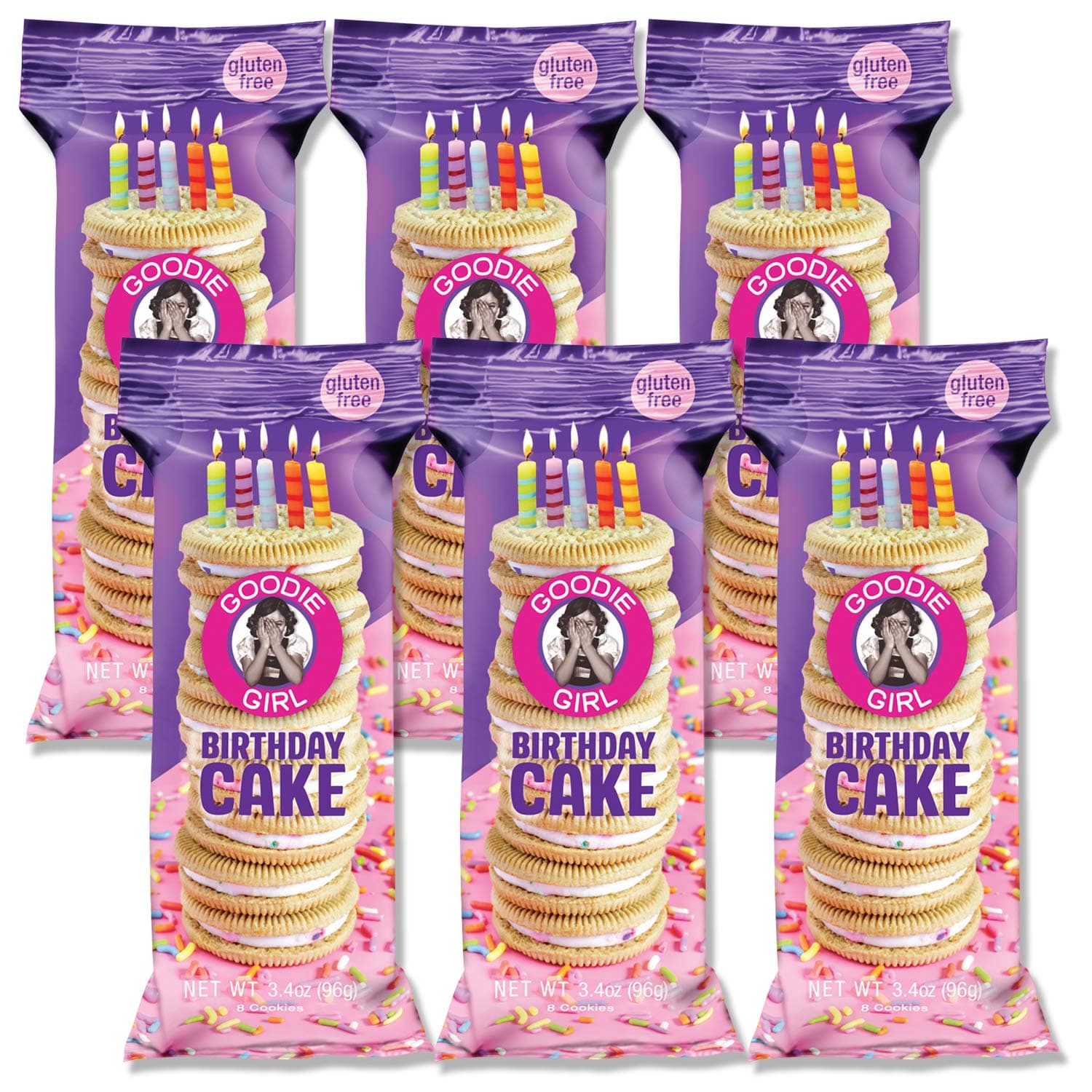 Goodie Girl, Birthday Cake Cookies | Snack Packs | Gluten Free | Peanut Free | Kosher | 3oz Bag, Pack of 6