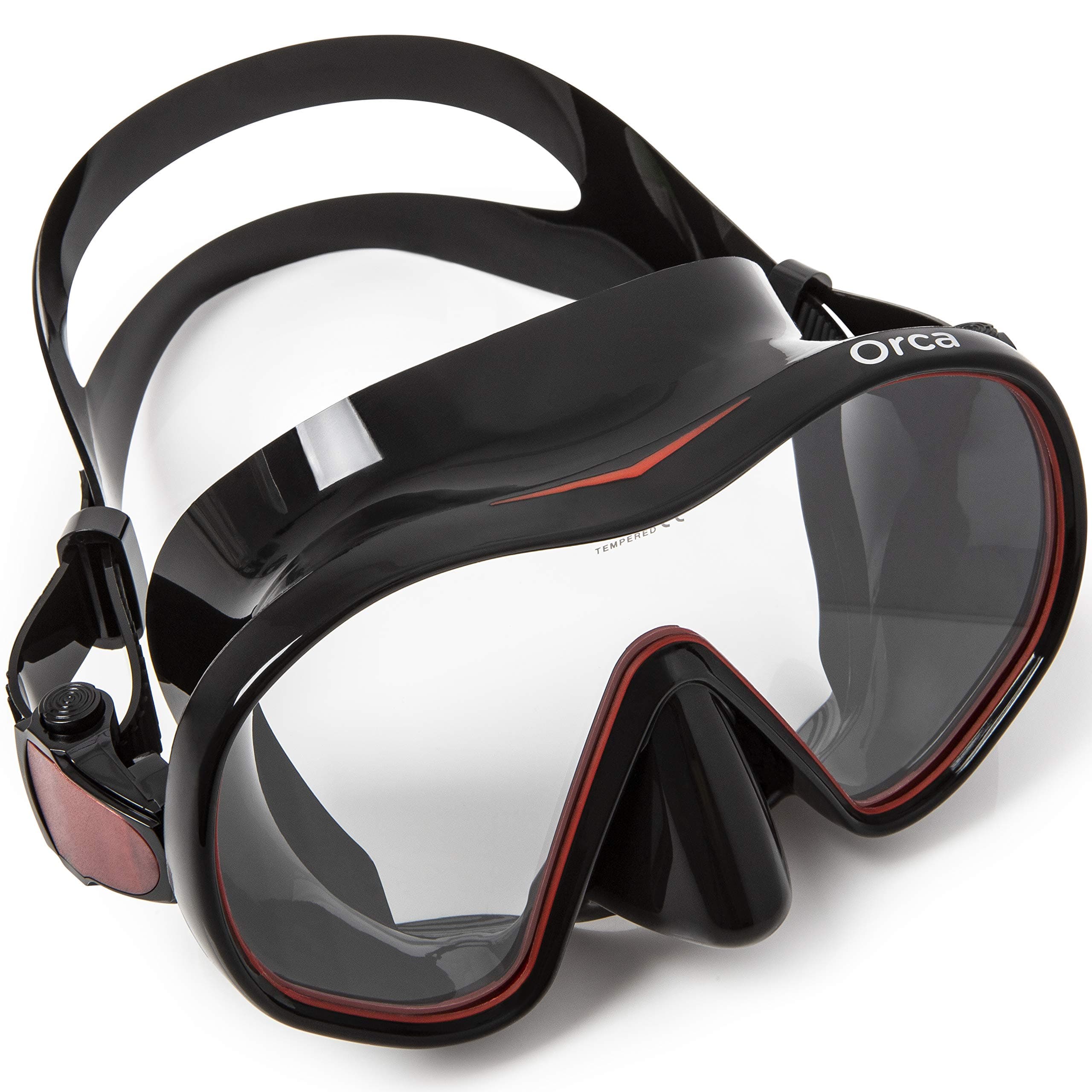 Adventure At Nature Orca Professional Clear Silicone Mask Scuba Dive Snorkeling (Black Red)