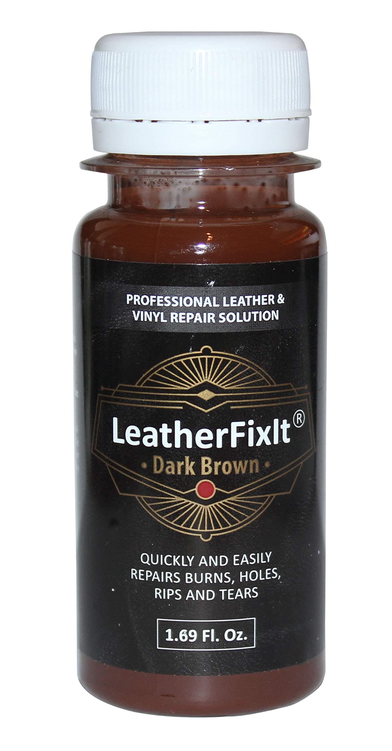 Brown Leather & Vinyl Repair Solution | No-Heat, Fast Drying | Furniture, Car Seats, Couch, Chair, Jacket, Boots, Belt and Purse Repair Adhesive