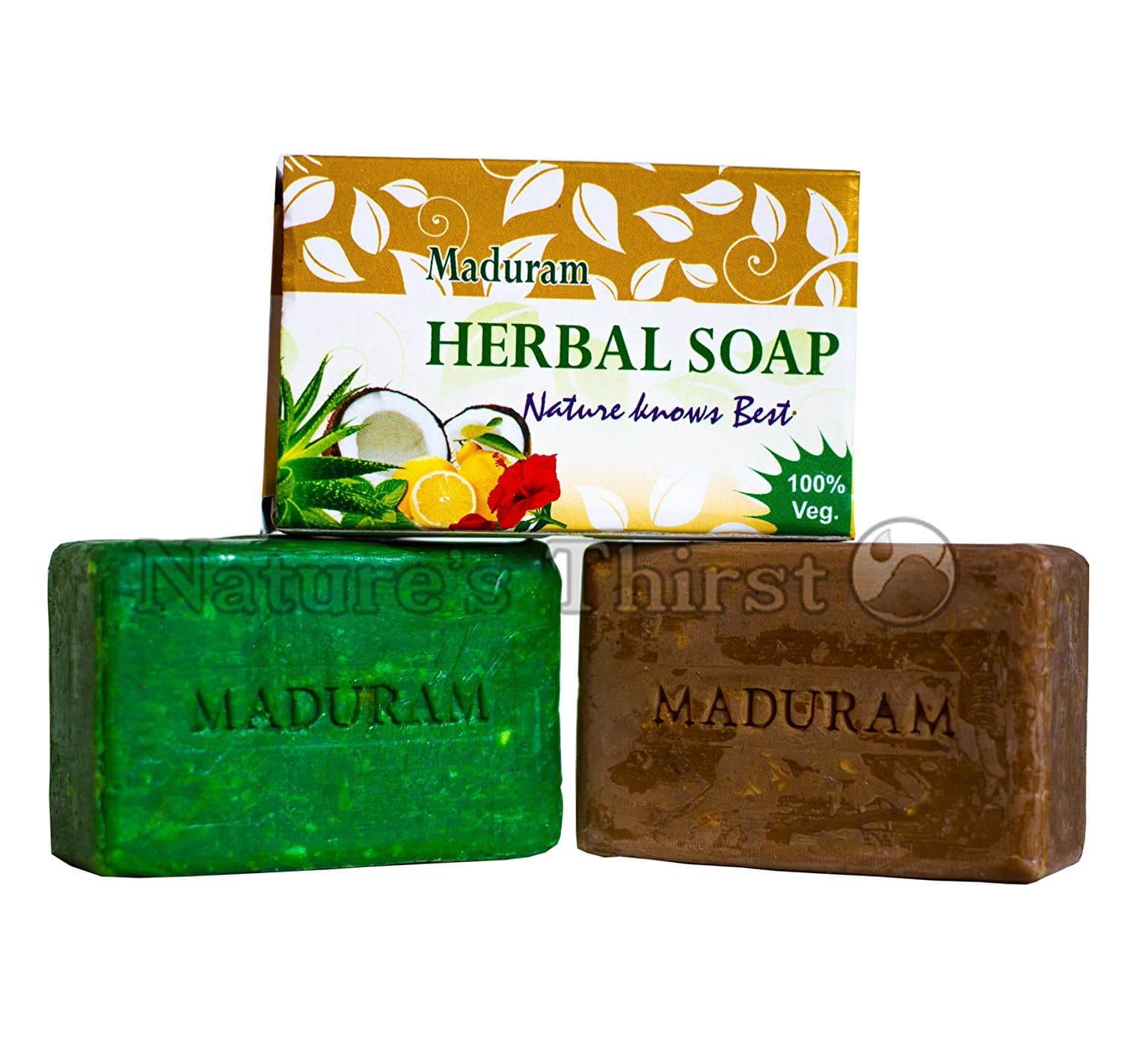 Maduram Herbal & Organic Anti-Aging Soap. Gentle Facial & Body Wash. Features Aloe Vera, Coconut Oil, Neem, Castor Oil, Sandal, Hibiscus