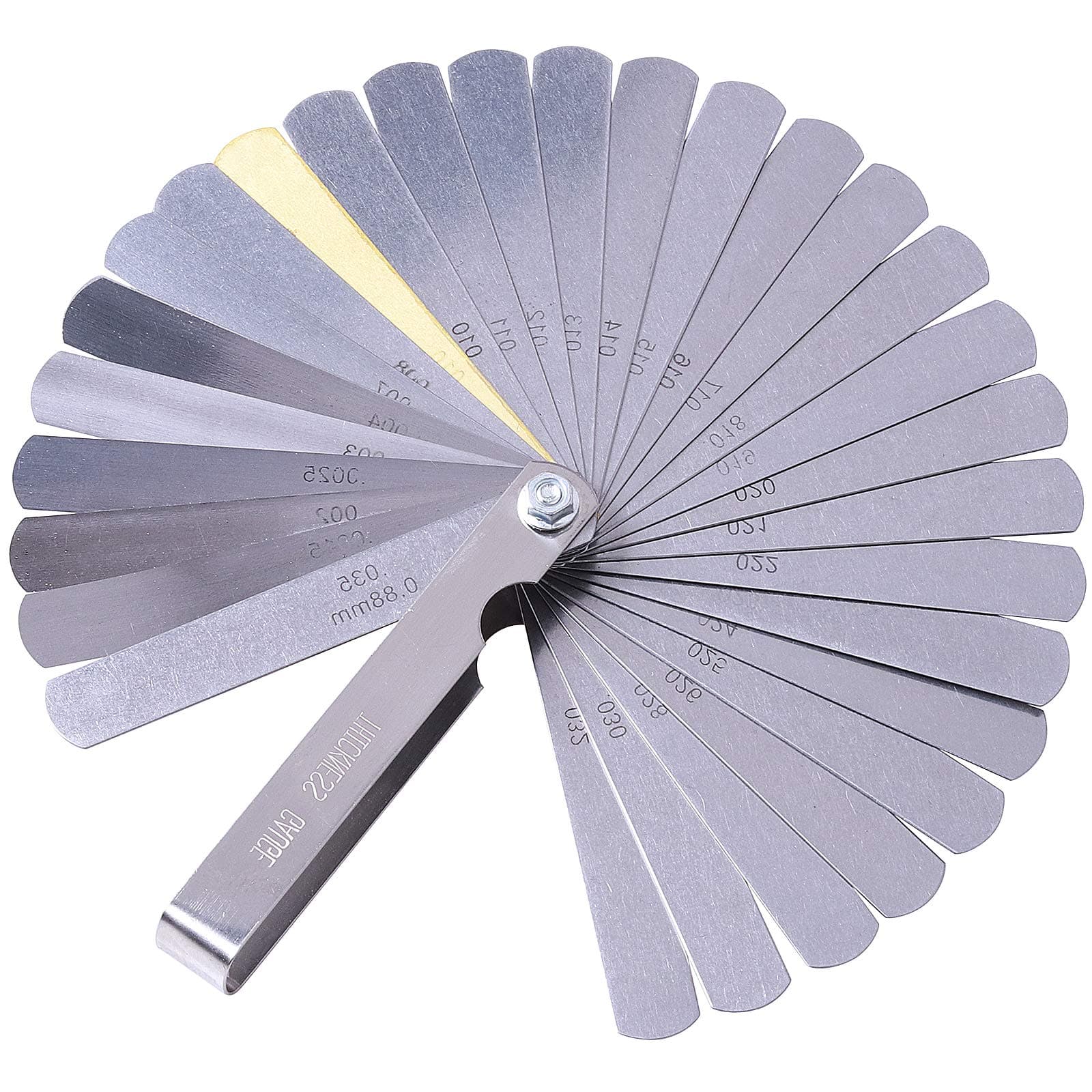 32 Blades Feeler Gauge Stainless Steel Feeler Gauge Measuring Tool Foldable Dual Marked Metric and Imperial for Measuring Gap Width
