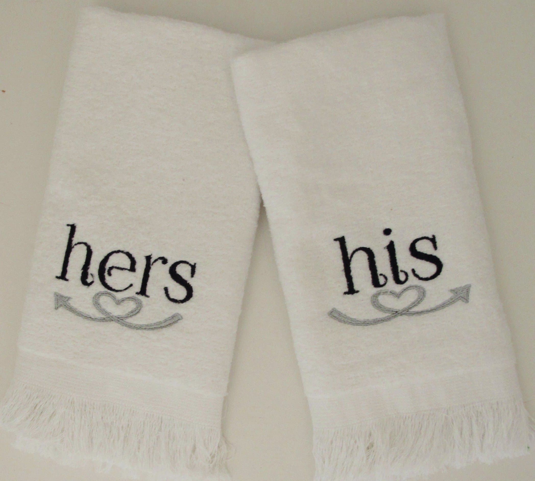 HIS HER TOWEL TOWEL SET (SILVER) EMBROIDERY