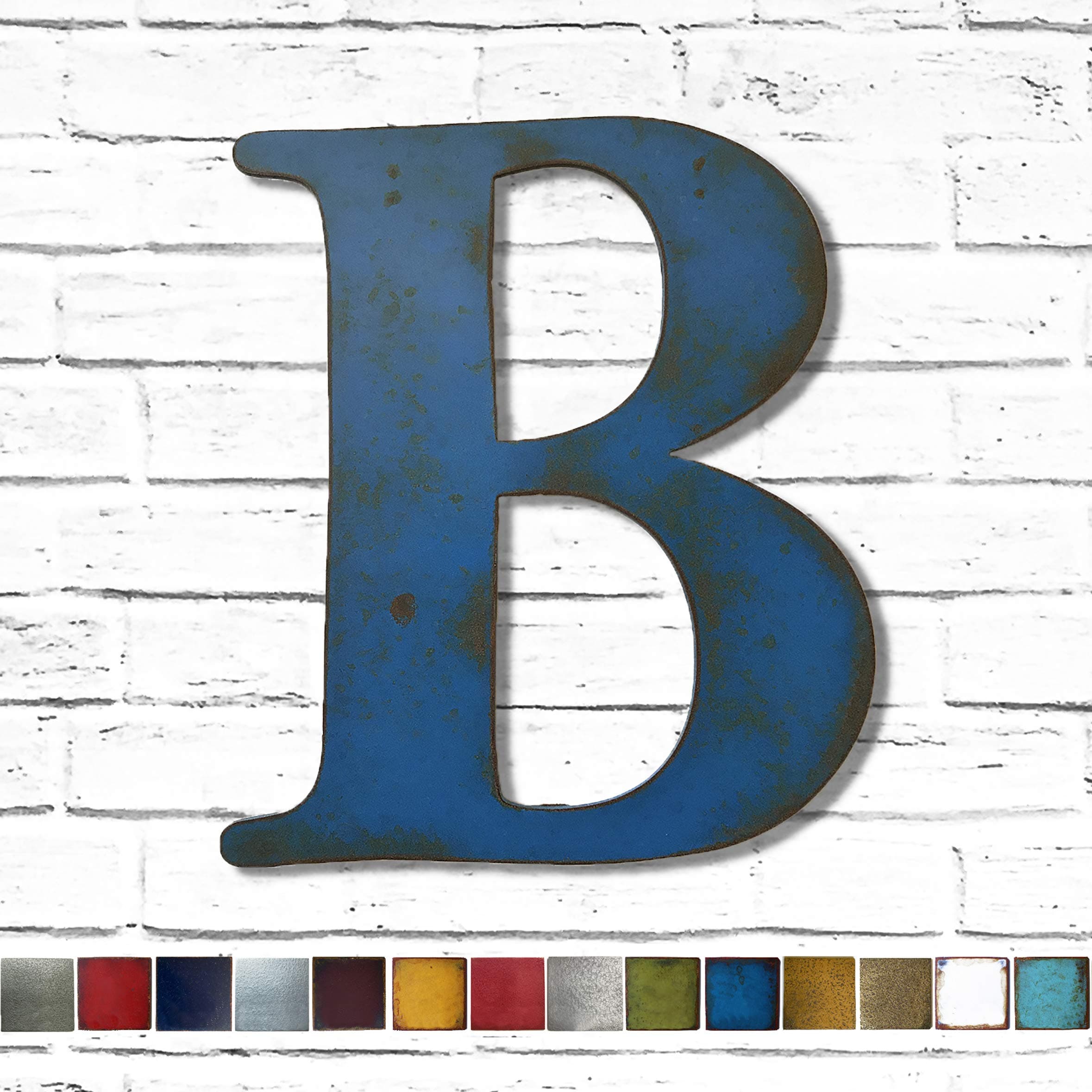 Metal Letter B - 12", 16", 22", or 30" inch tall - Handmade metal wall art - Choose your Patina Color, Size and Letter or Number- Hanging letters for Living Room, Bedroom or Nursery