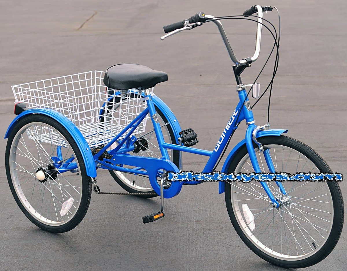 Close Out Sale! Made in Taiwan T6 Adult Tricycle - Blue, Made in Taiwan, Shimano Tourney 6-Speed Shifter & derailleur. 24" Wheels.
