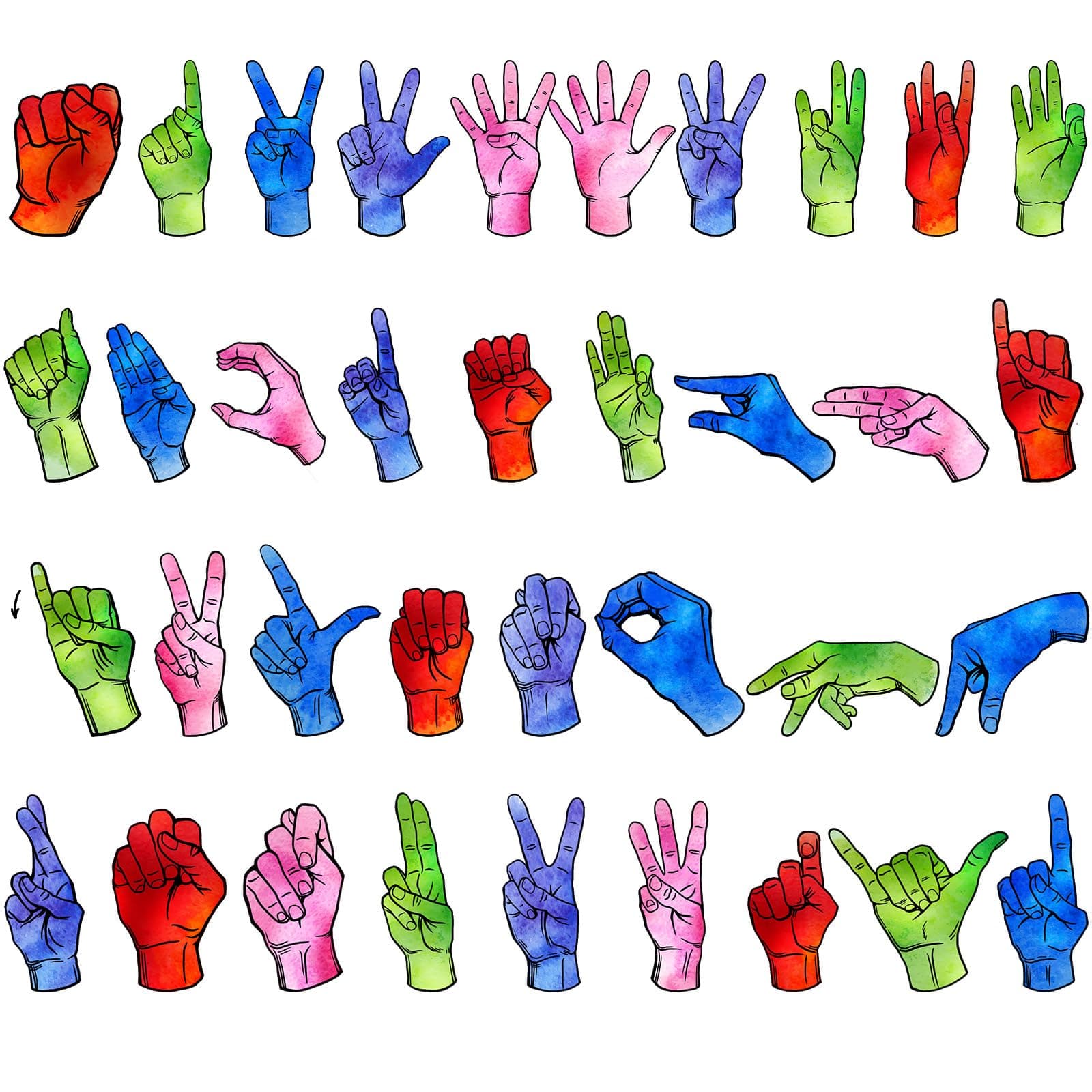 Kanayu 36 Pcs ASL Magnets ASL Classroom Alphabet Magnets American Sign Language Gift for Hearing Impaired and Speech Therapists Teaching and Classroom Supplies for Office Home Wall Decor(Vivid, Vivid)
