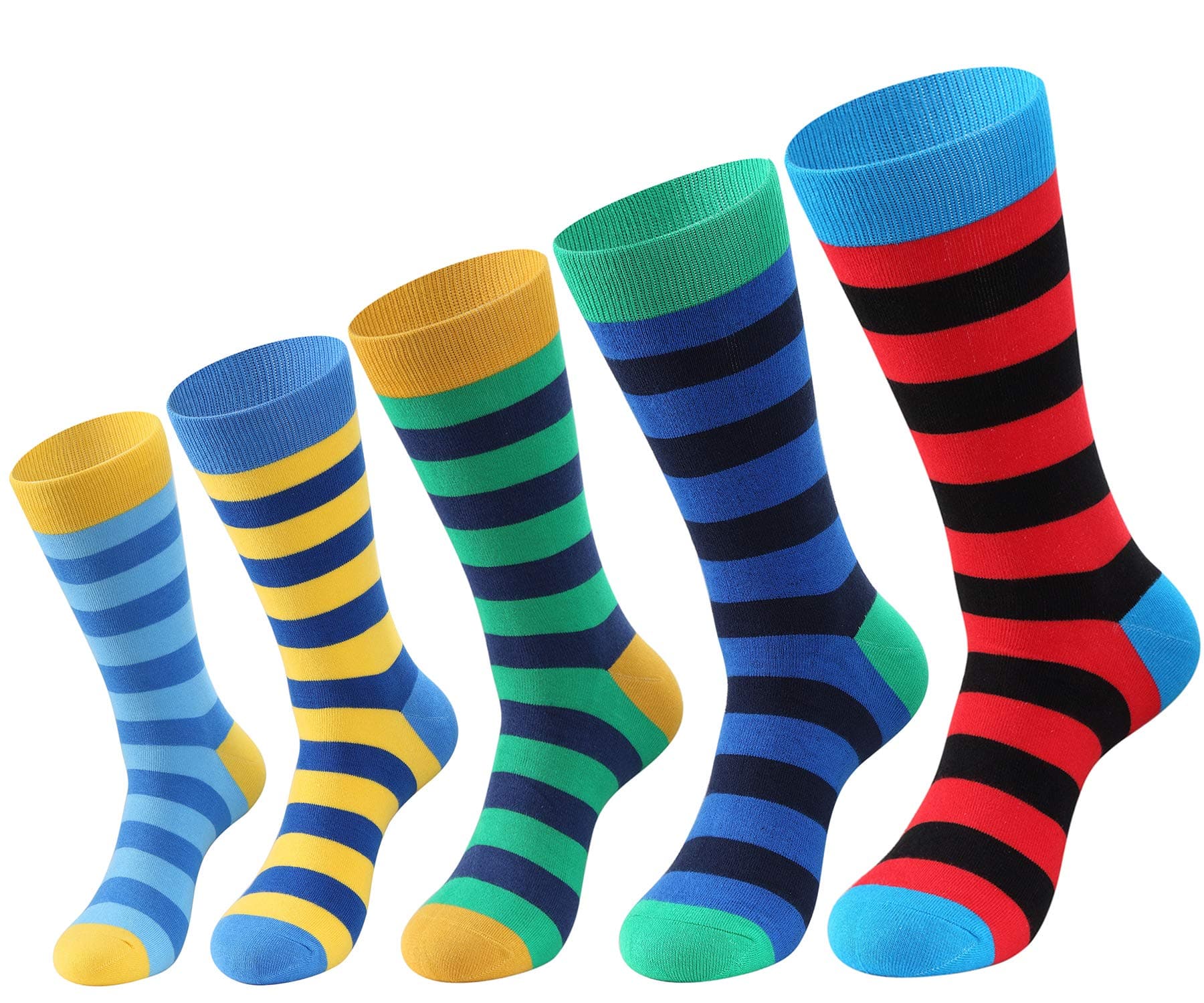 CASIRENA Mens Dress Socks - Funny Colorful Socks for Men - Cotton Argyle Stripe Socks - 5 Pack