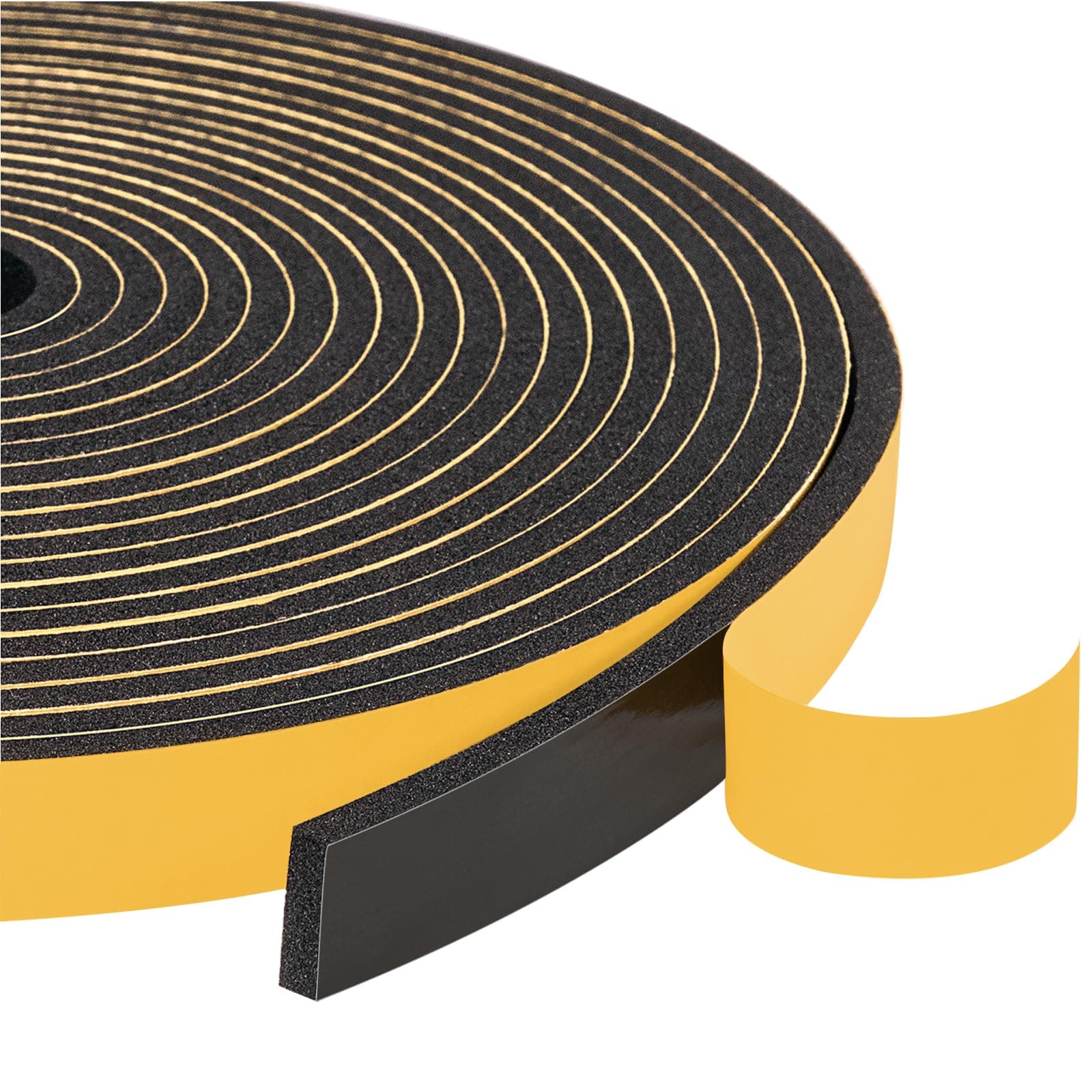 Yotache Foam Weather Stripping Seal Tape 3 Rolls 1/2" W X 1/8" T for Doors and Windows Gasket Insulation Soundproofing, 50 Ft Length (3 X 16.5 Ft Each)