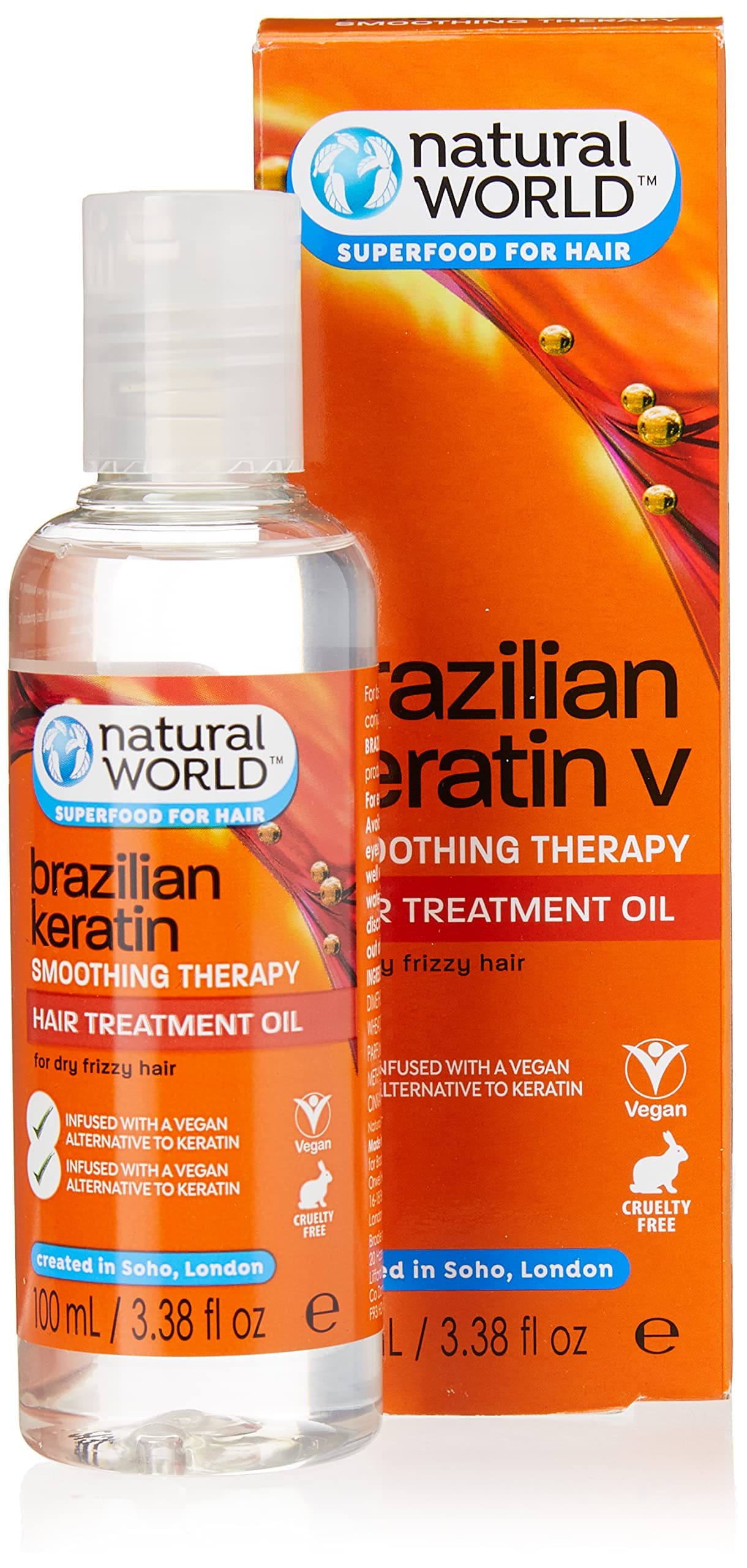 Organic World 100ml Brazilian Keratin Smoothing Therapy Hair Treatment Oil