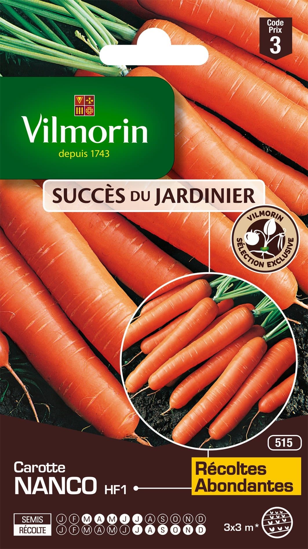 Vilmorin???Bag Seeds Carrot Nanco HF1