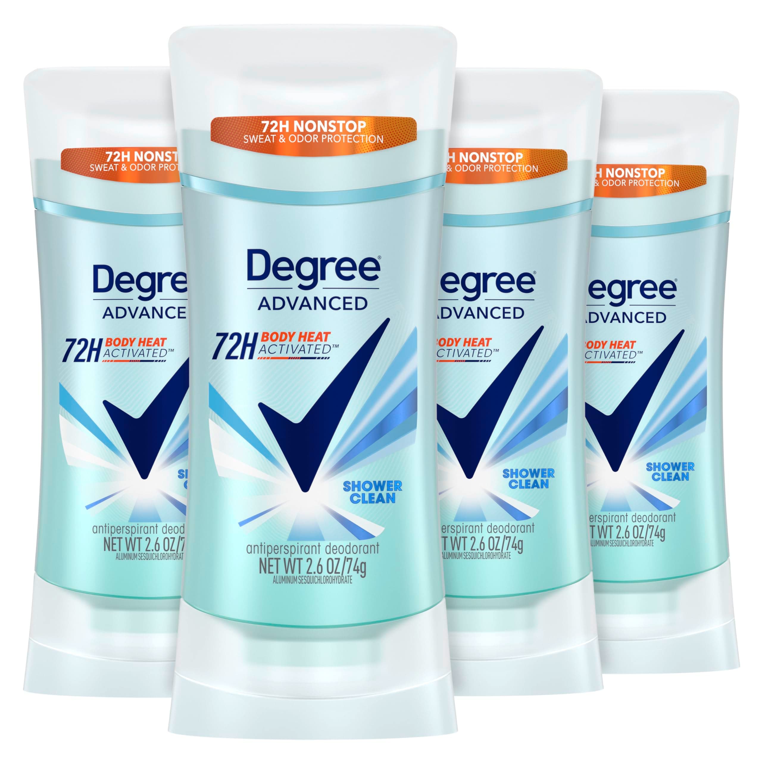 Degree MotionSense Antiperspirant Deodorant, Shower Clean, 2.6 Ounce (Pack of 4)