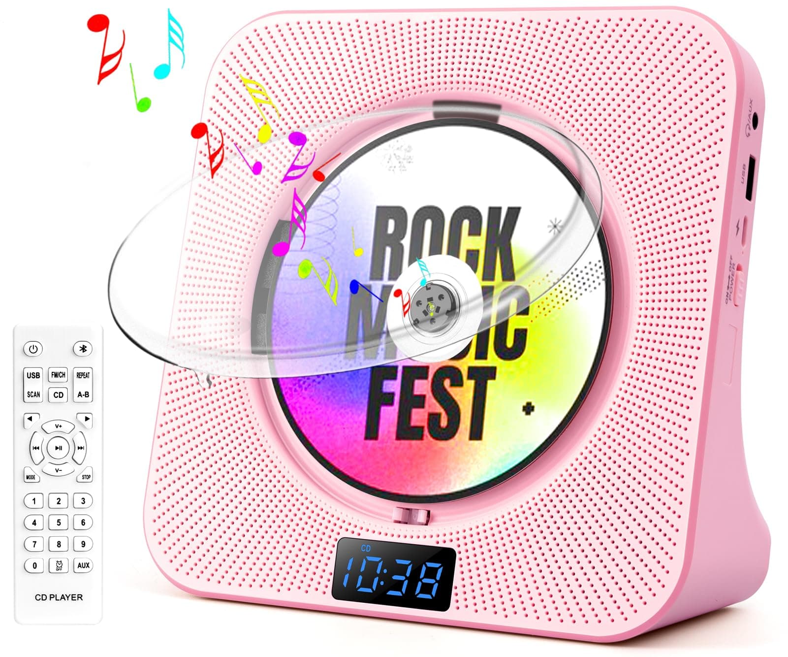 CD Player for Home-Bluetooth CD Players Portable with OLED Display and Built-in HiFi Speakers