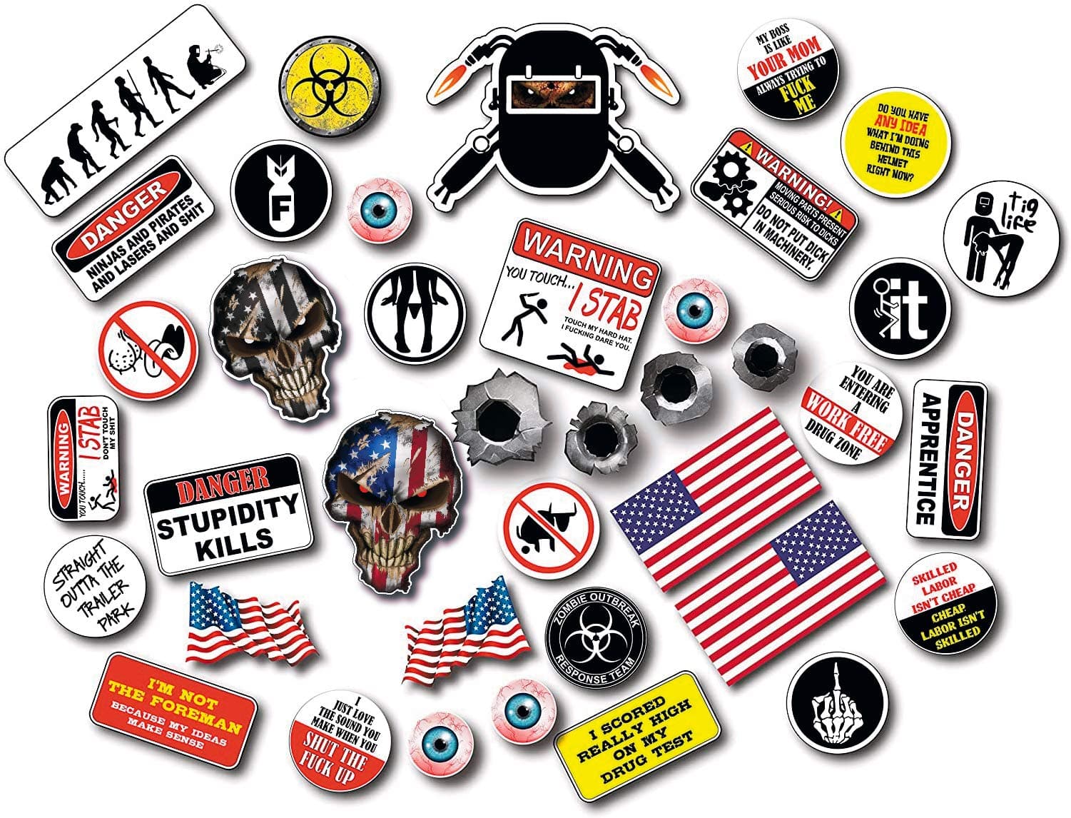 39 Pack of Crude Humor Hilarious Welder Edition Hard Hat Prank Decal Joke Sticker Funny Laugh Construction LOL (Welder)