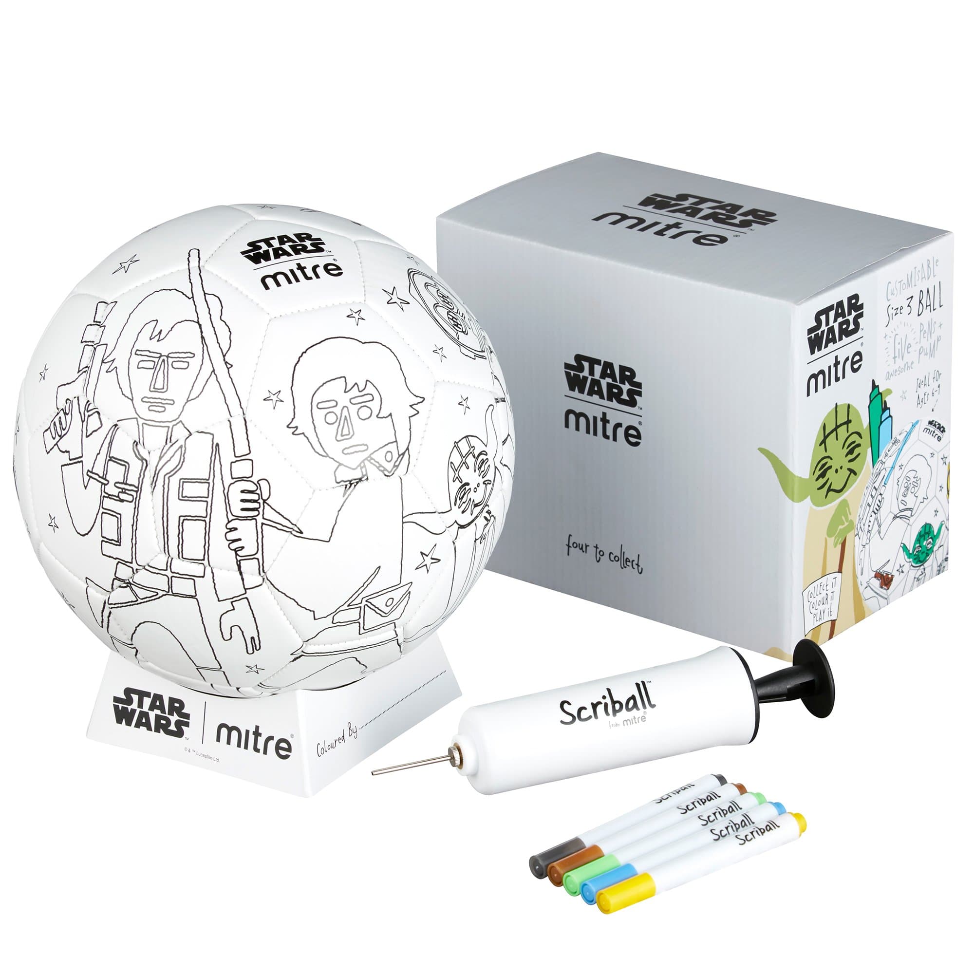 Mitre Star Wars Scriball Personalisable Football with Colouring Pens