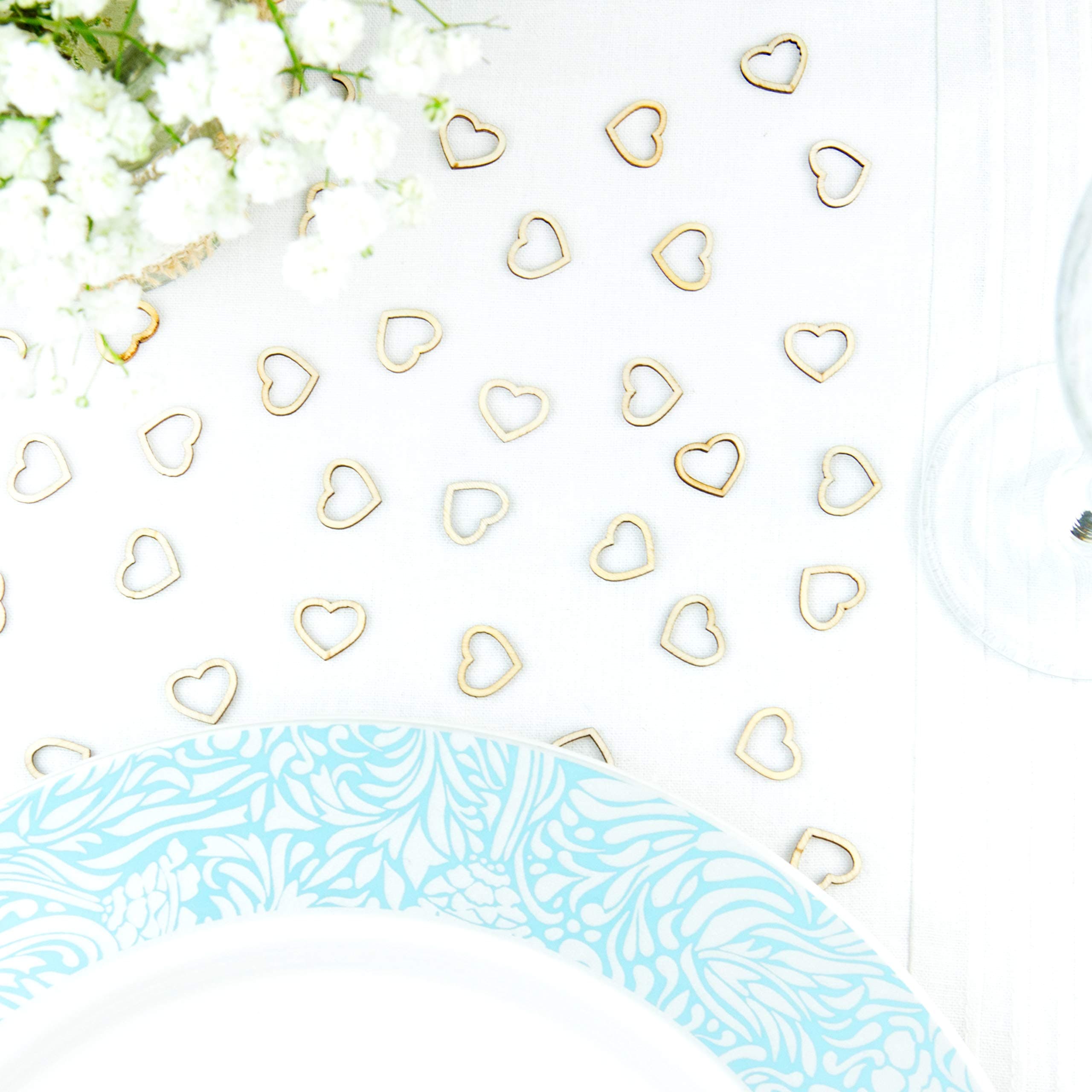 Wedding Table Decorations Hollow Rustic Small Wooden Love Hearts Wedding Table Confetti (100 Hearts)