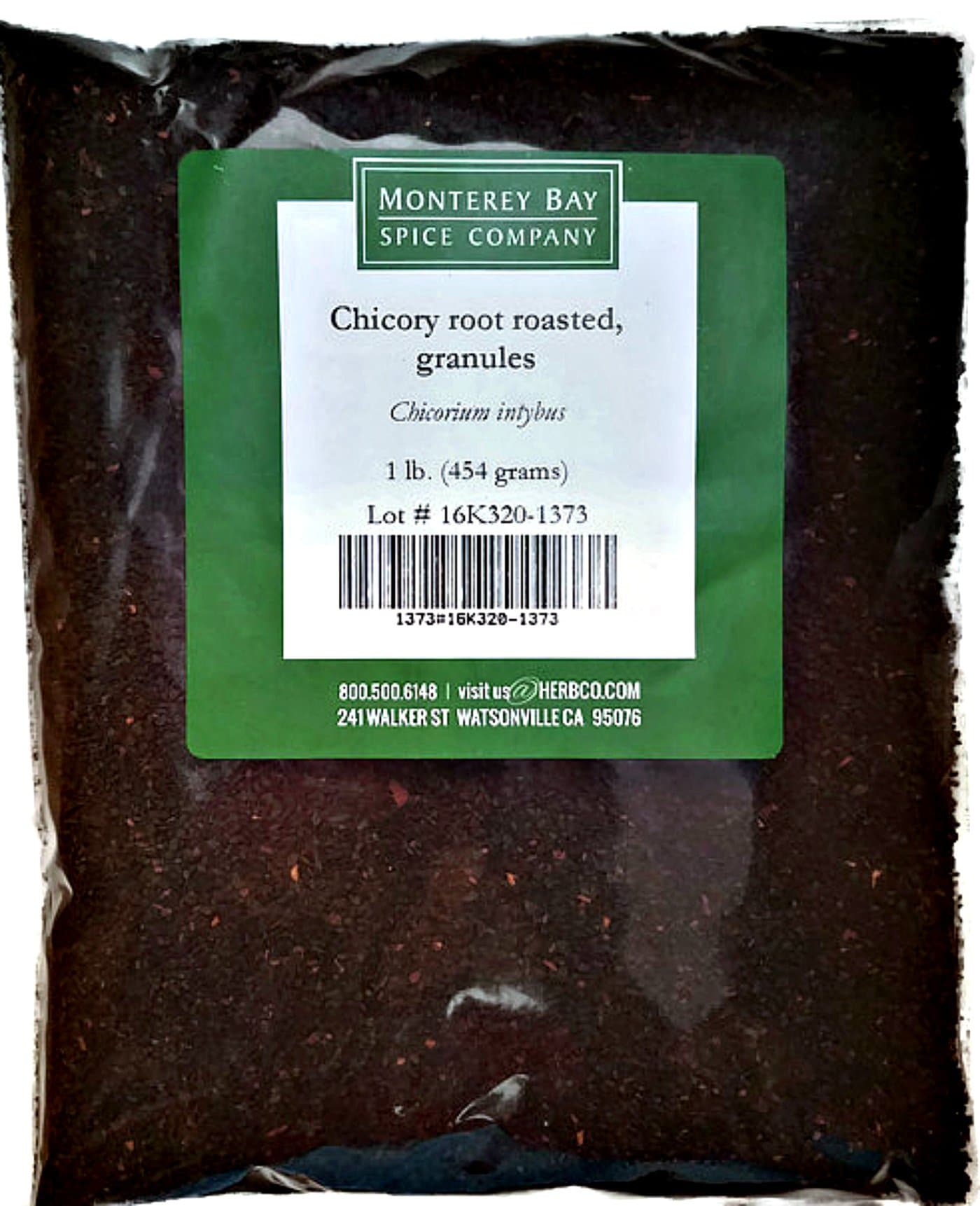 MONTEREY BAY HERB CO CHICORY ROOT Roasted Granules 1 LB - NATURAL Coffee and Tea Substitute - CAFFEINE FREE Beverage CERTIFIED Kosher (1 Bag (16 oz))