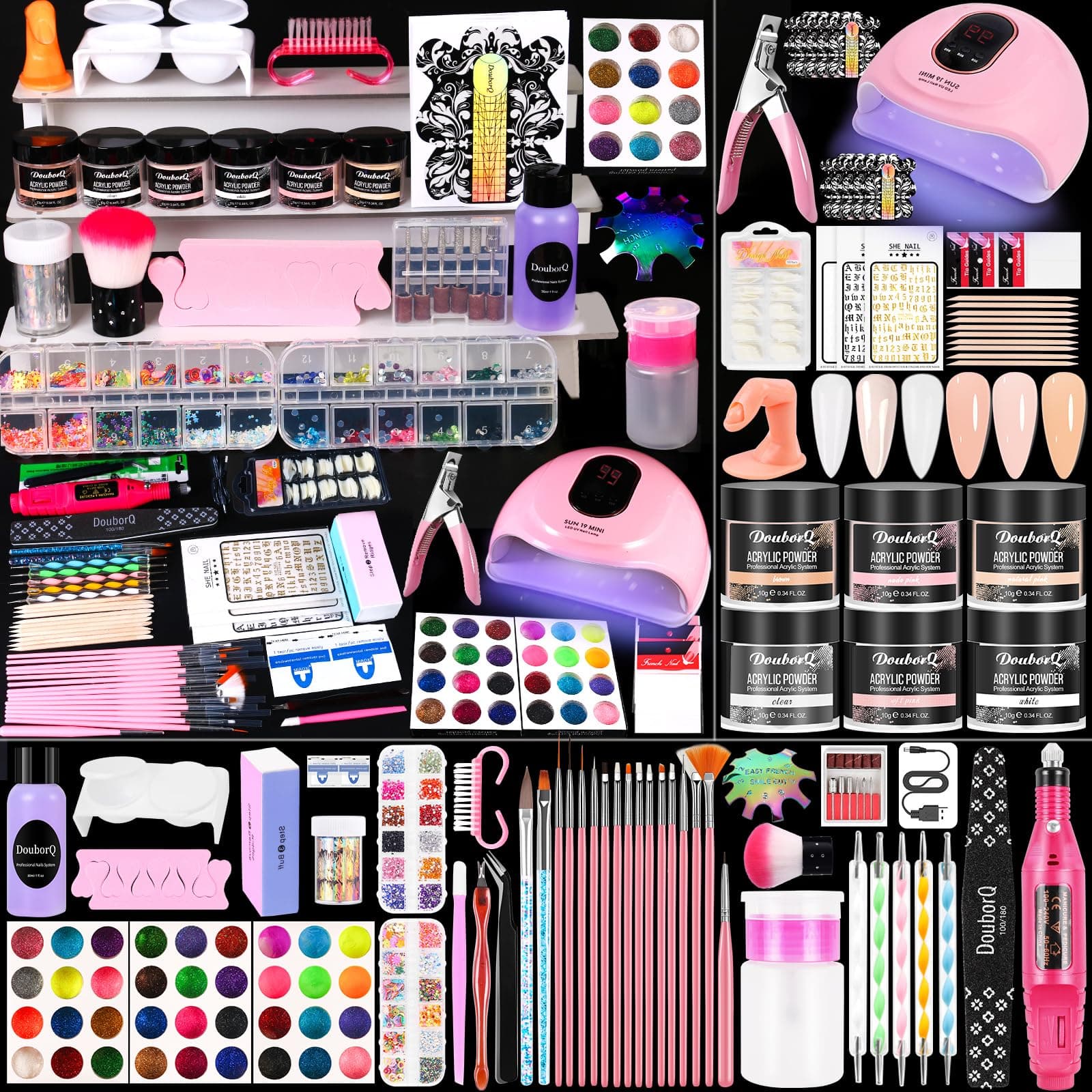 Acrylic Nail Kit With Drill And U V Light Full Nail Kit Set Professional Nail Starter Kit For Beginners Acrylic With Everything