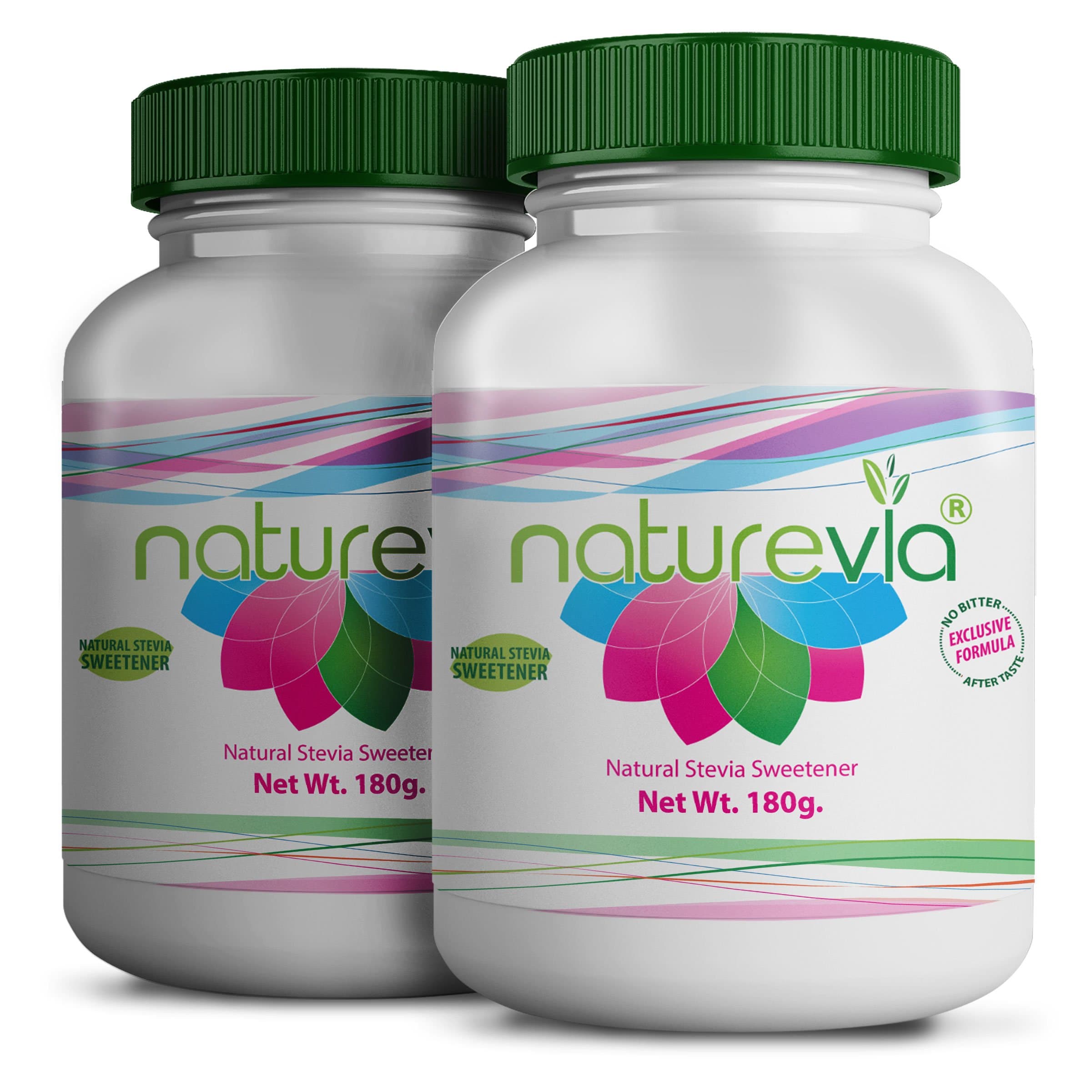 Stevia Naturevia Prebiotic Sweeteener |Natural Sweetener with Inulin, No Dextrose,No Erythritol, No Reb A, Good Taste |2 Powder jars of 6.3 OZ 2-PACK
